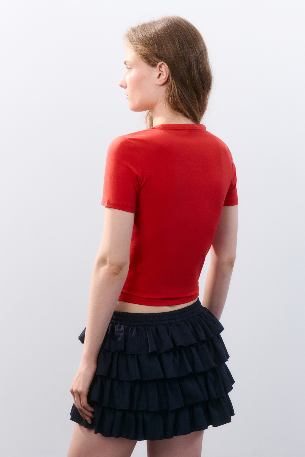 Футболка облегающая с принтом - цвет красный - 3