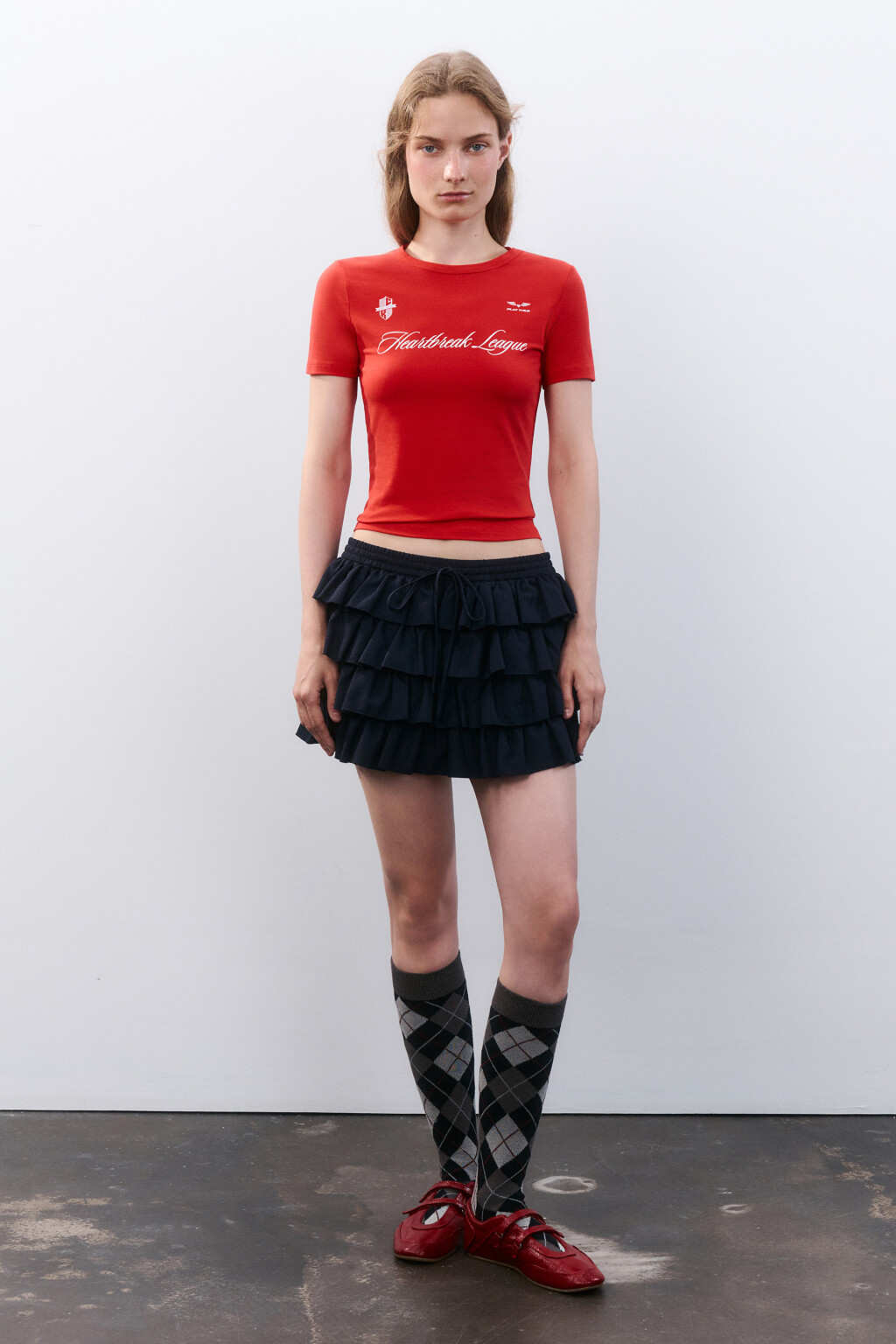 Футболка облегающая с принтом - цвет красный - 4