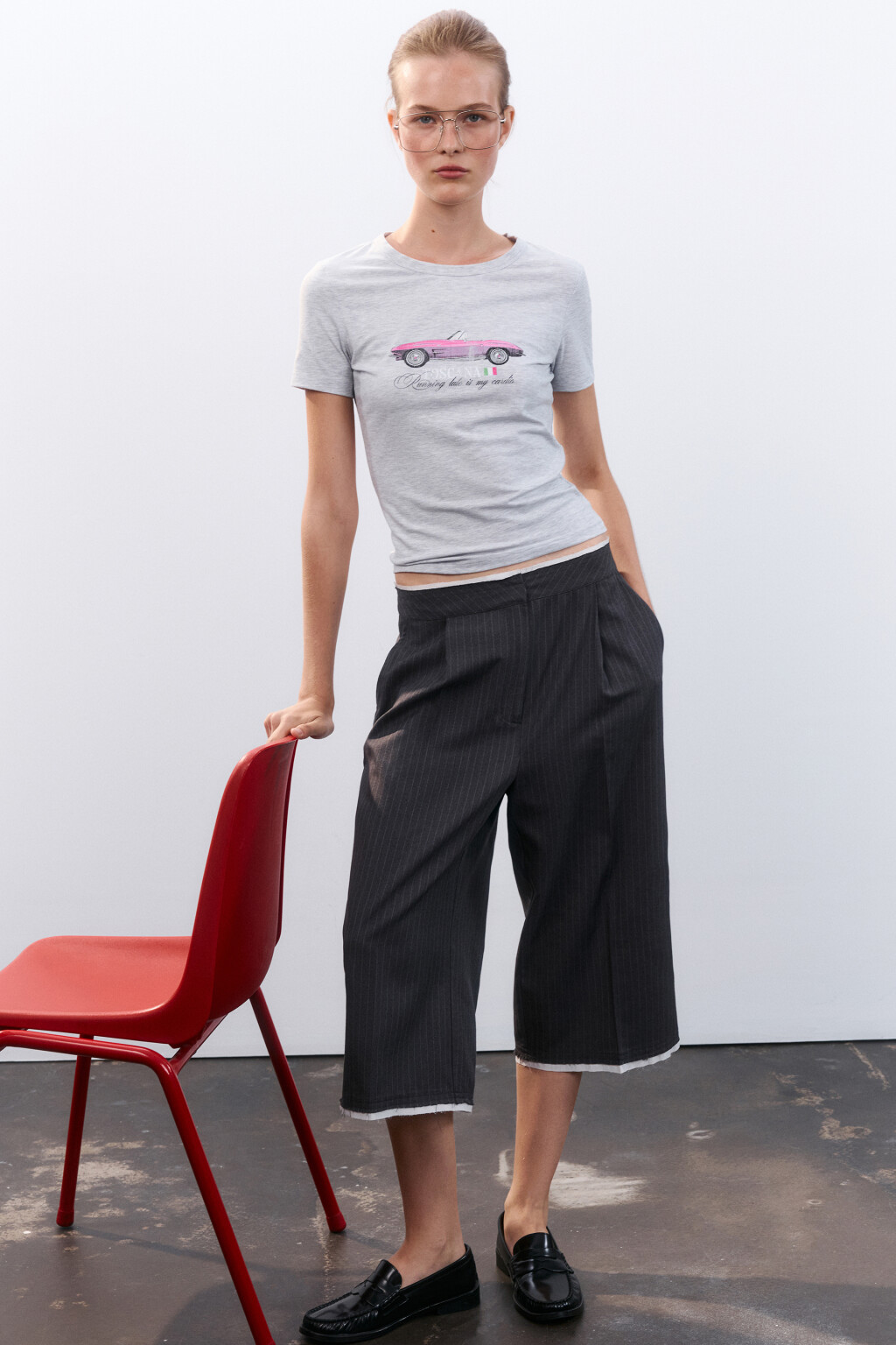 Футболка облегающая с принтом - цвет серый - 2