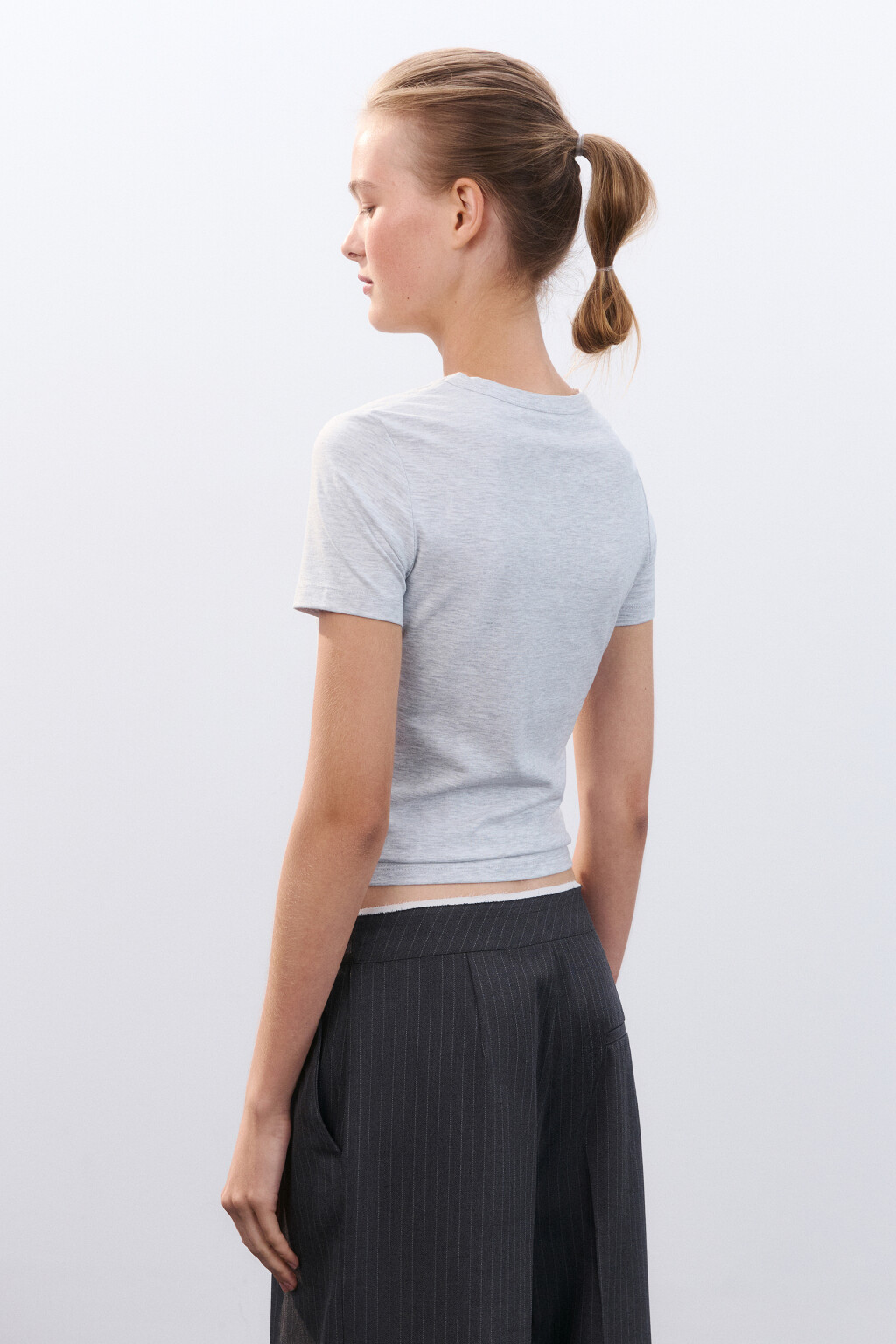 Футболка облегающая с принтом - цвет серый - 4