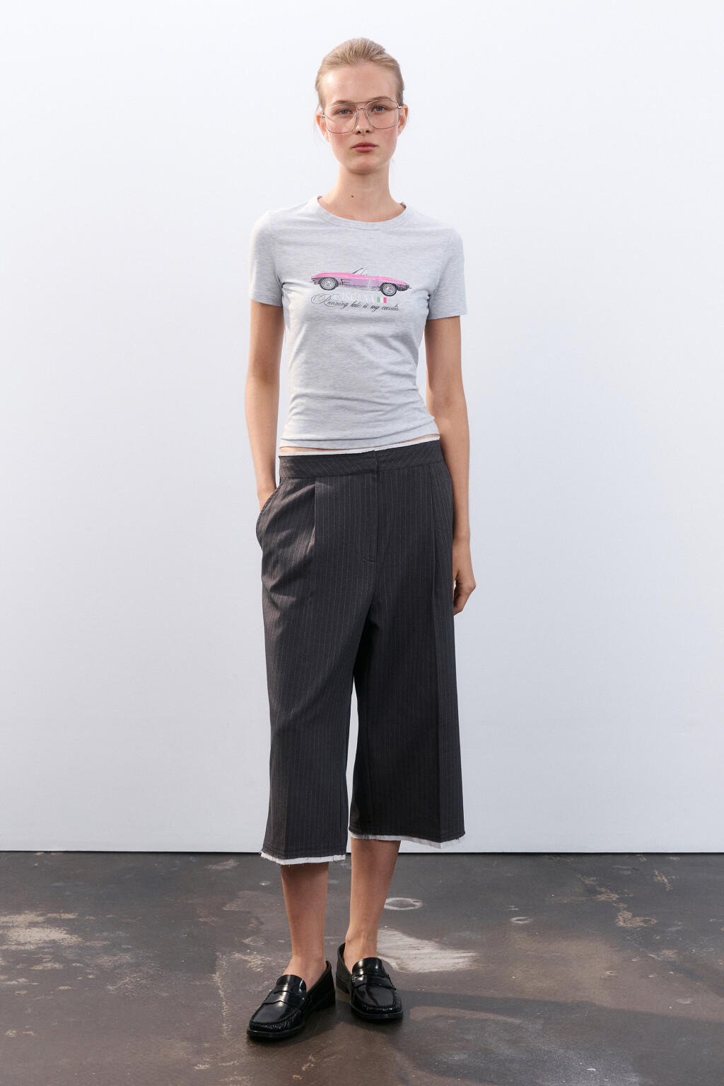 Футболка облегающая с принтом - цвет серый - 5