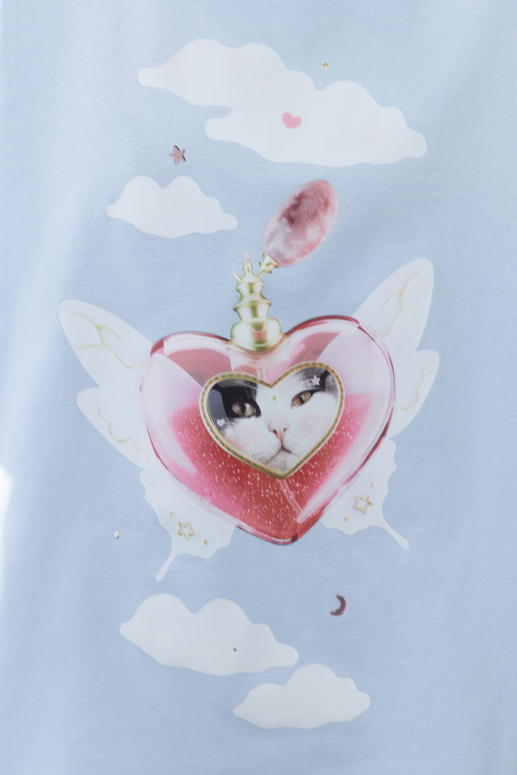 Футболка хлопковая с принтом - цвет голубой - 5