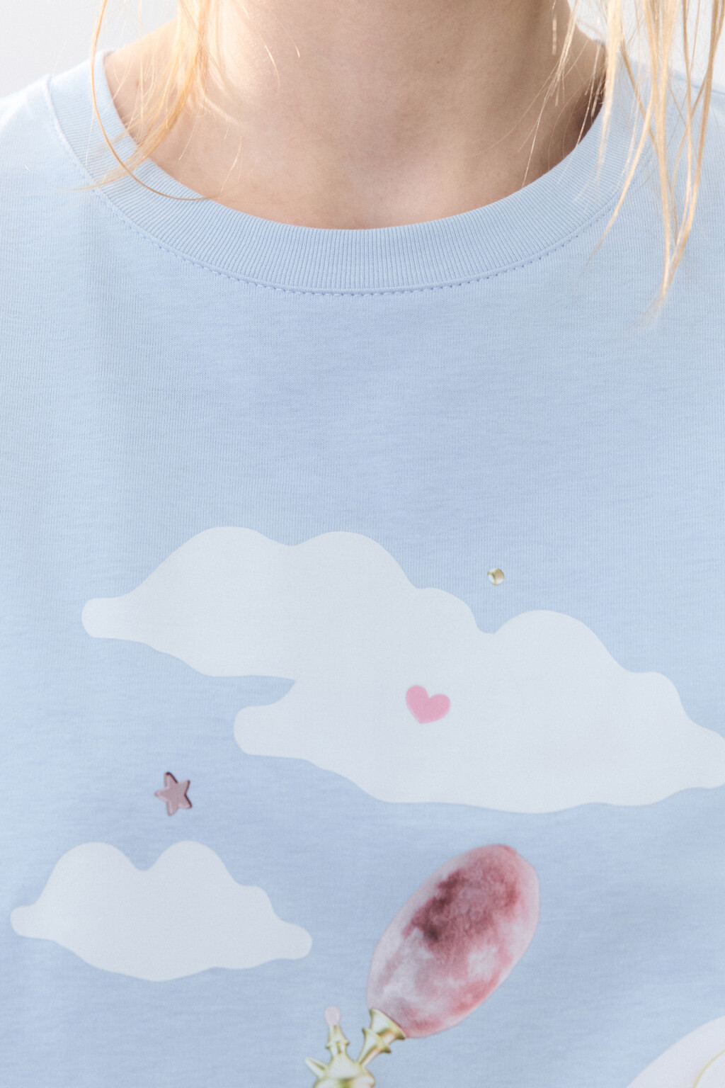 Футболка хлопковая с принтом - цвет голубой - 6