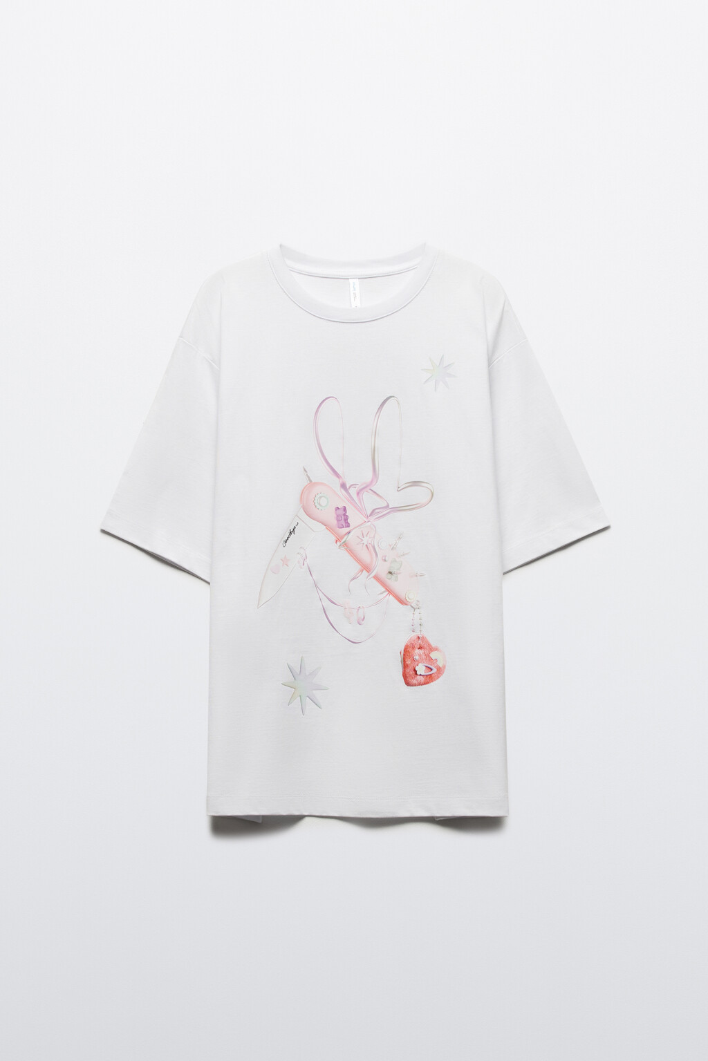 Футболка хлопковая с принтом - цвет белый - 7