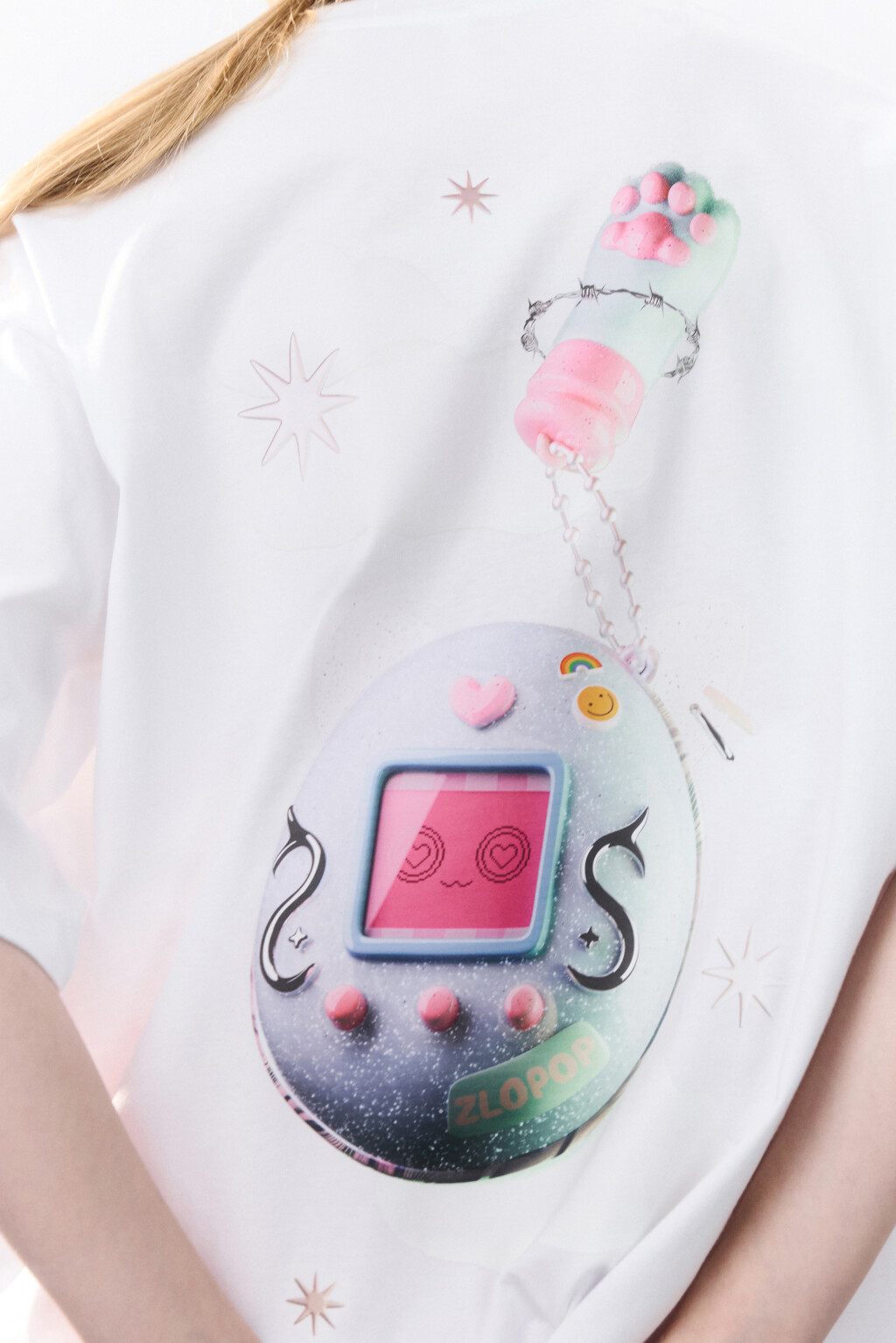 Футболка хлопковая с принтом - цвет белый - 6