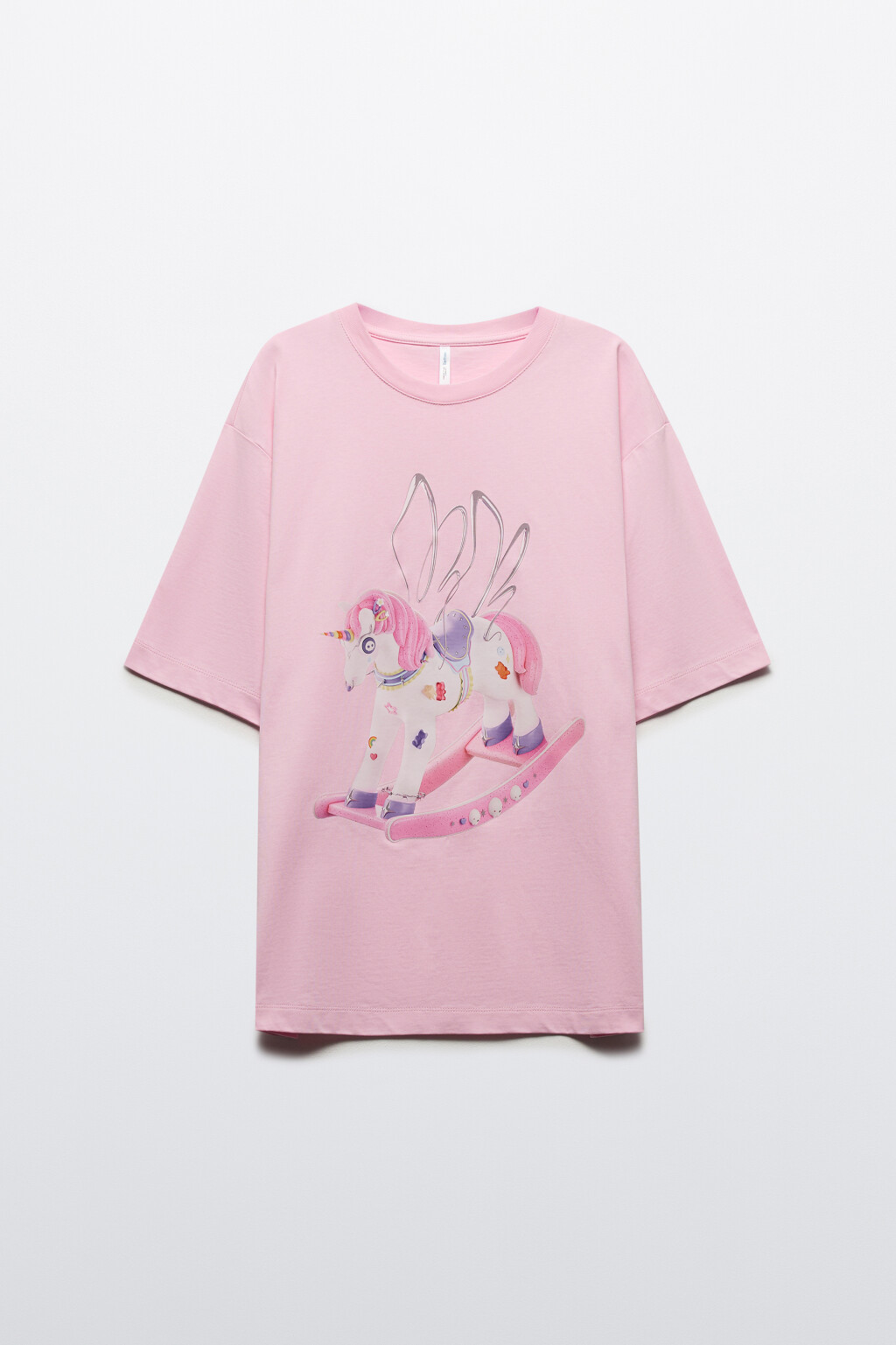 Футболка хлопковая с принтом - цвет розовый - 7