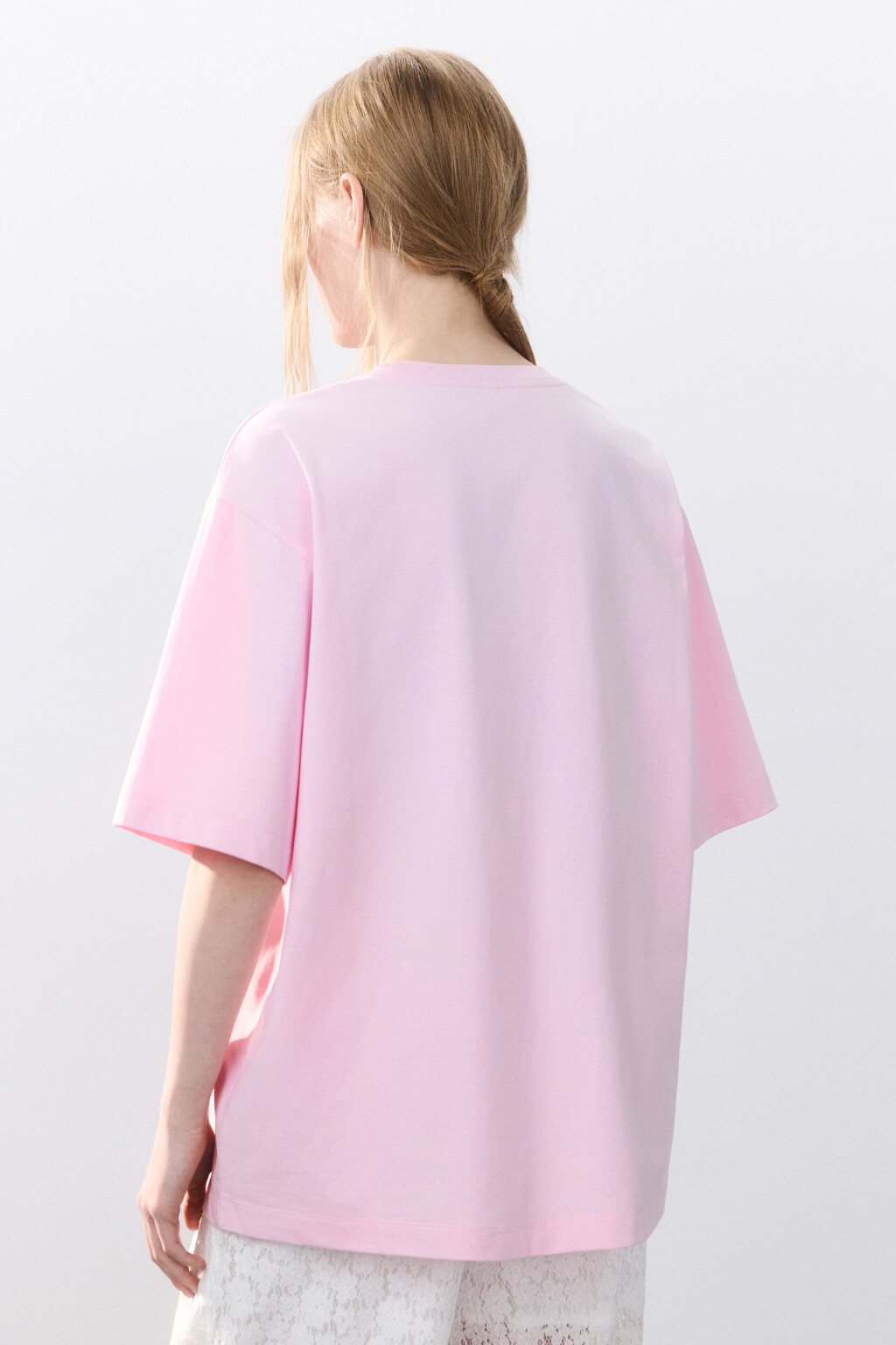 Футболка хлопковая с принтом - цвет розовый - 3