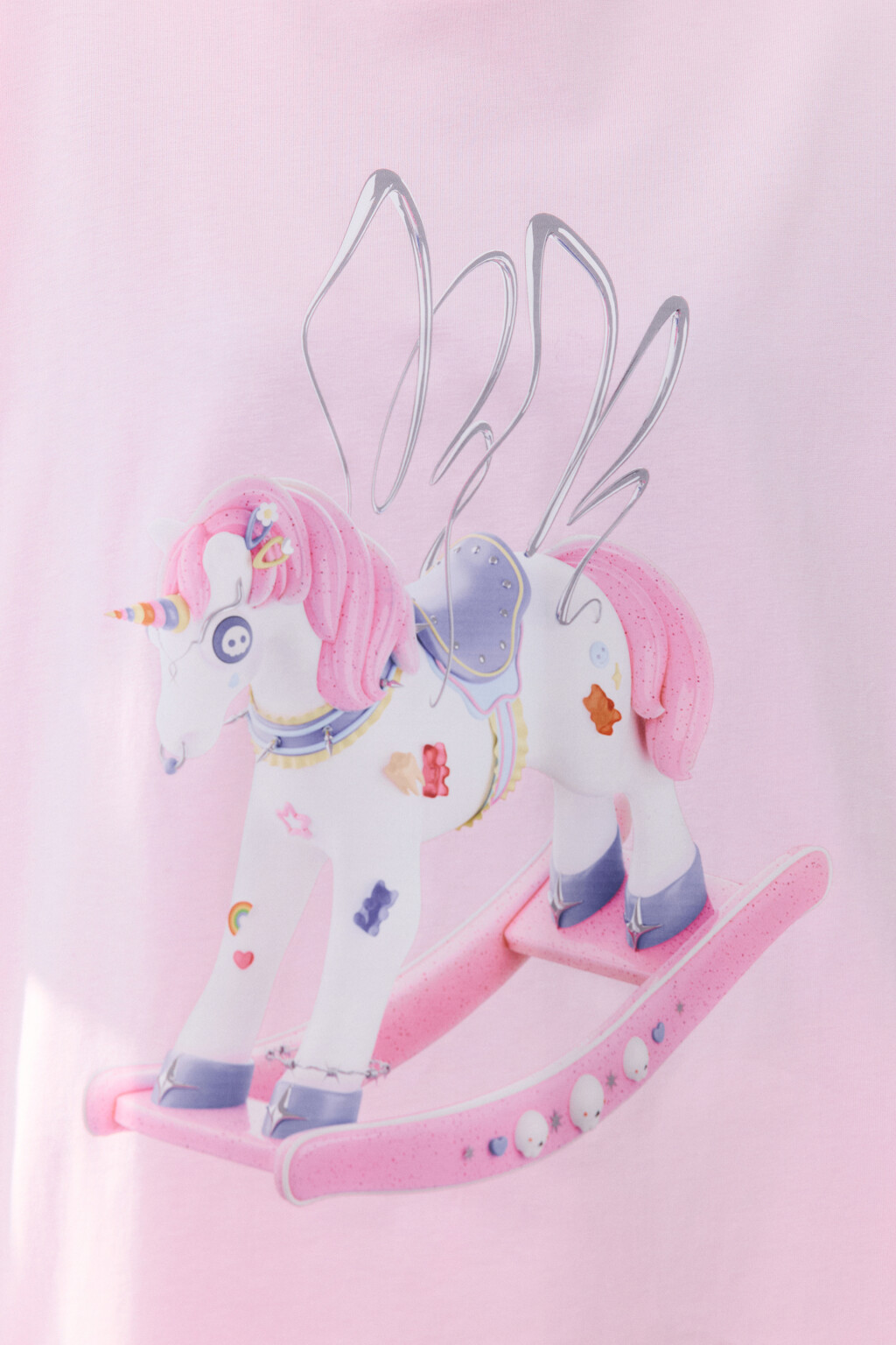 Футболка хлопковая с принтом - цвет розовый - 5