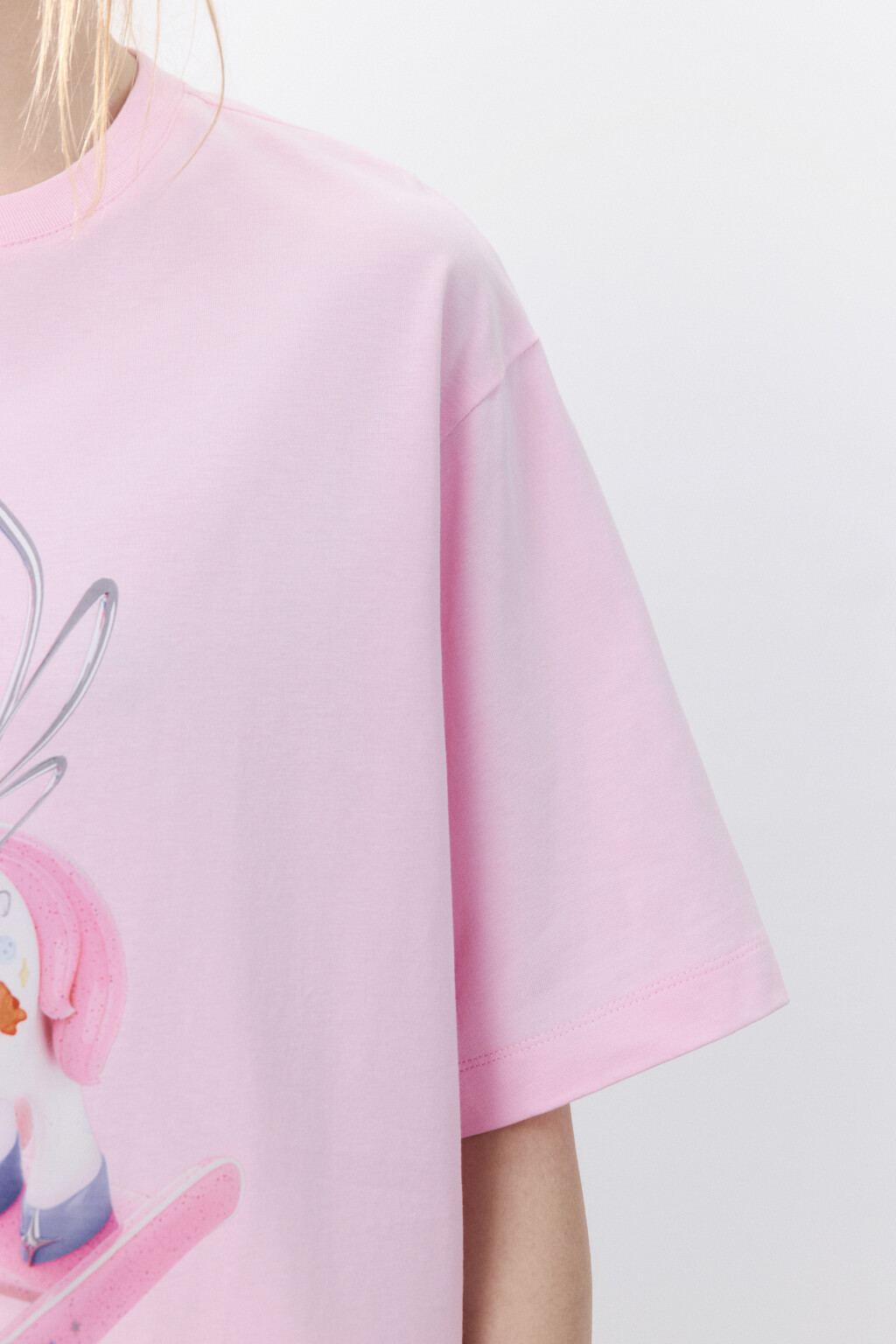 Футболка хлопковая с принтом - цвет розовый - 6