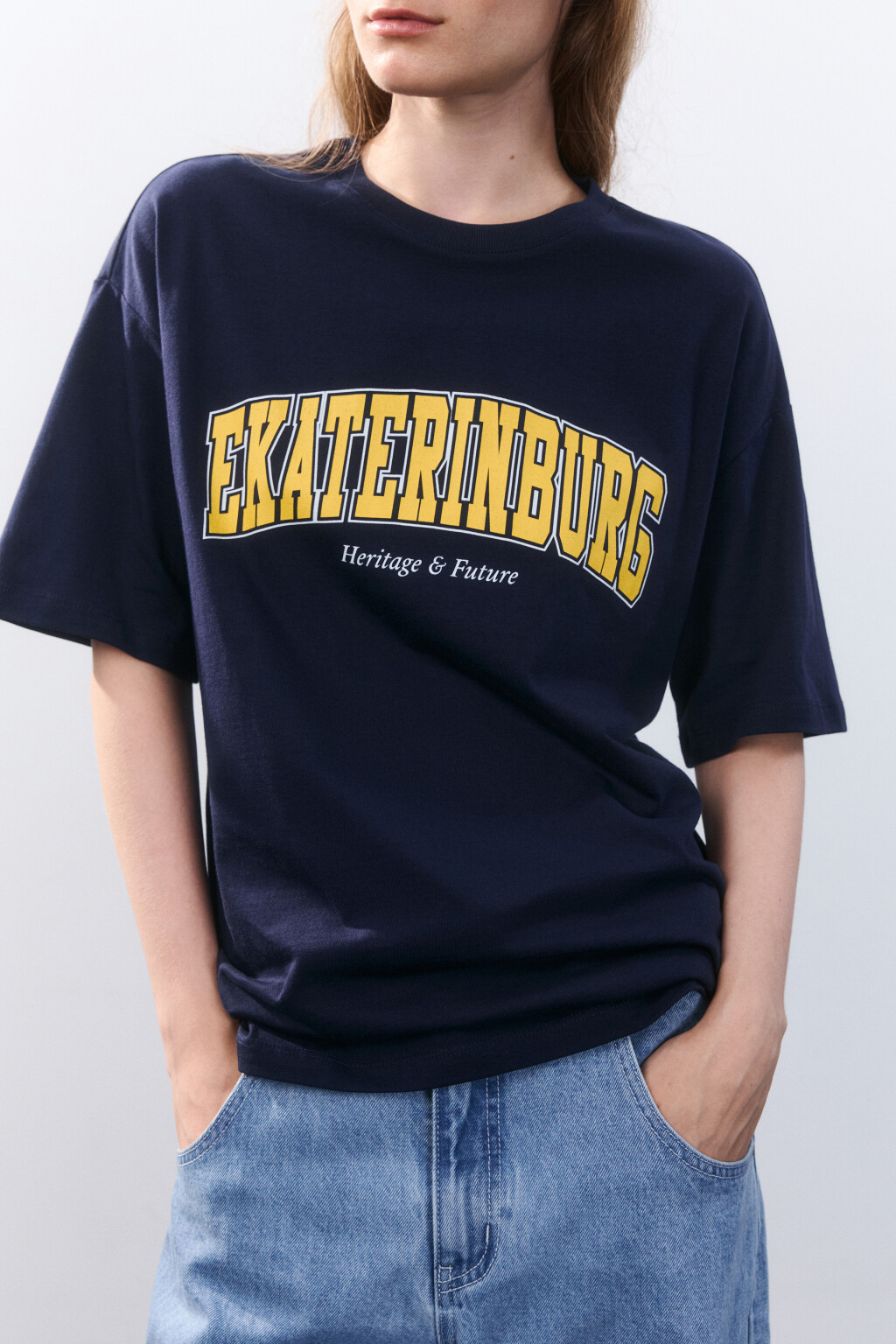 Футболка с принтом-надписью - цвет синий - 1