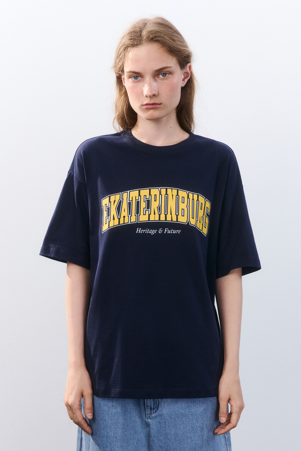 Футболка с принтом-надписью - цвет синий - 2