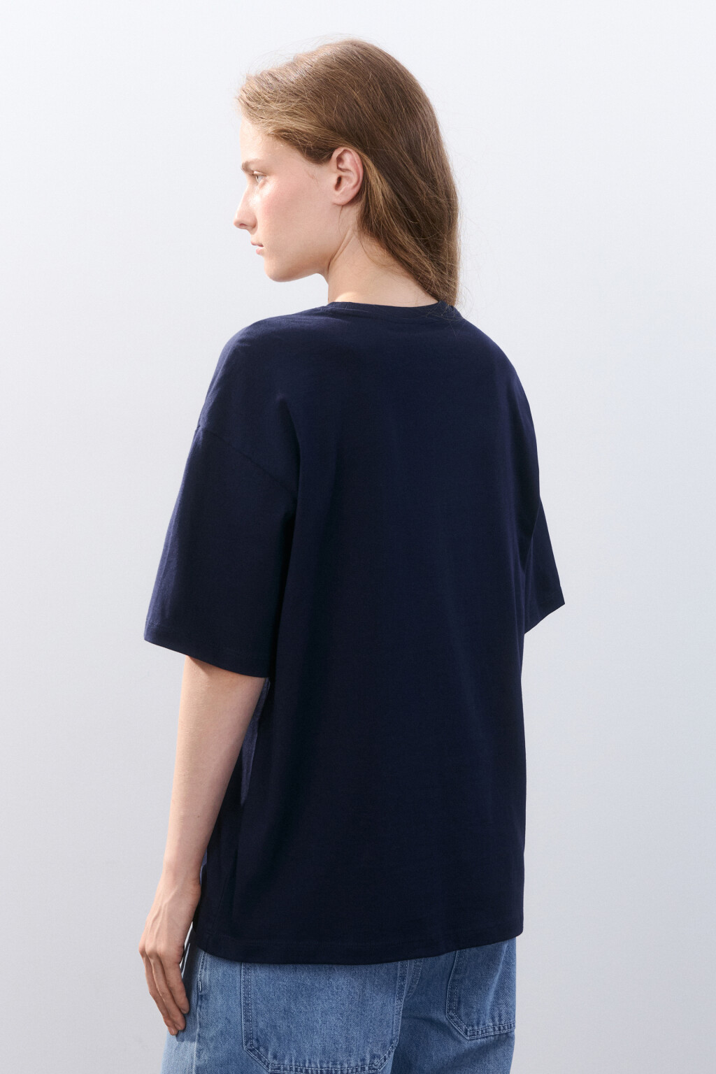 Футболка с принтом-надписью - цвет синий - 3