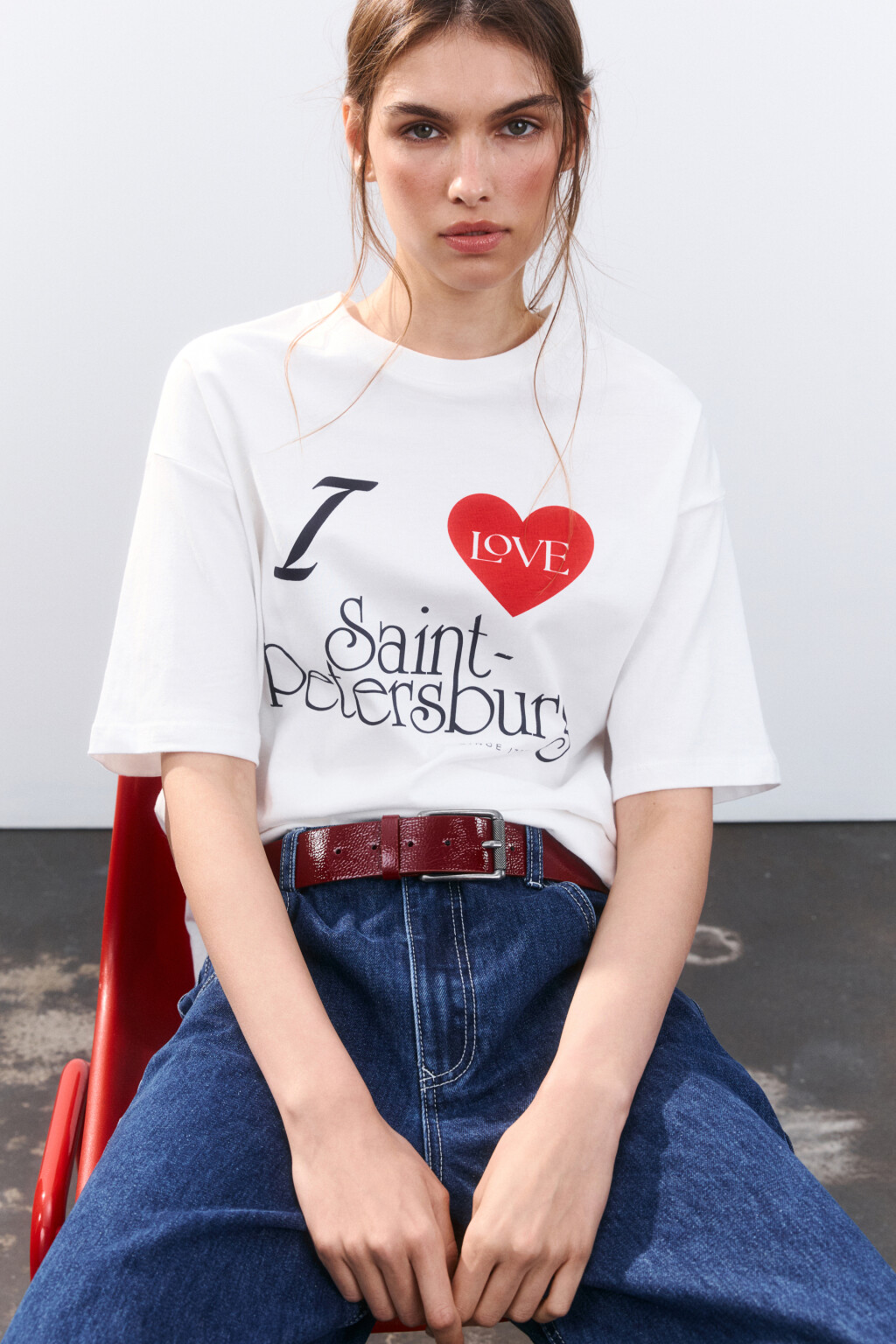 Футболка с принтом-надписью - цвет белый - 1