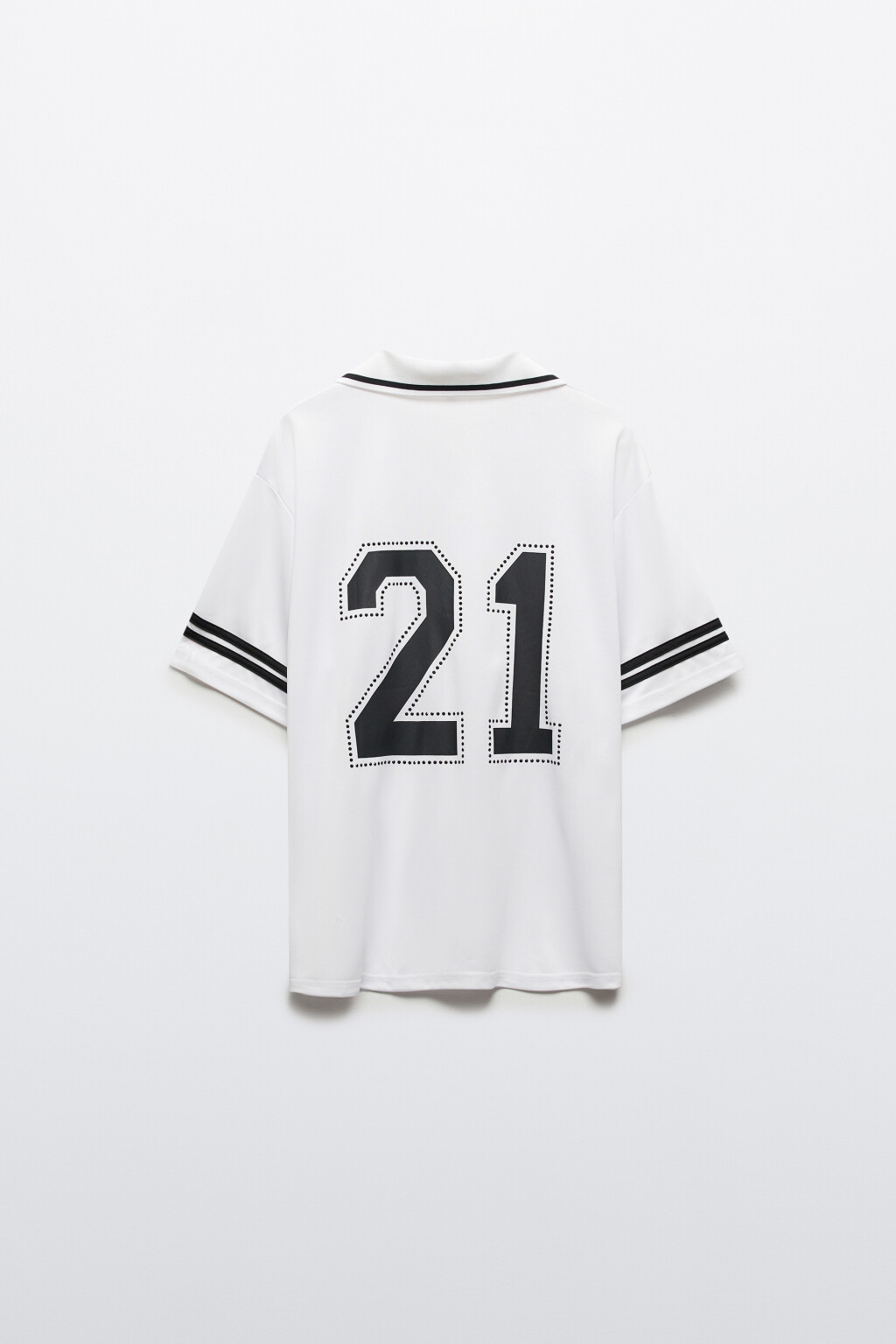 Футболка-поло с декором из страз - цвет белый - 8