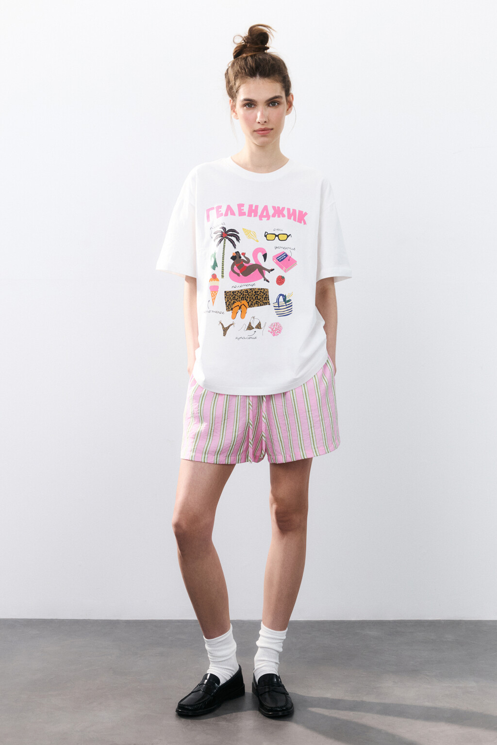 Футболка хлопковая с принтом - цвет белый - 4