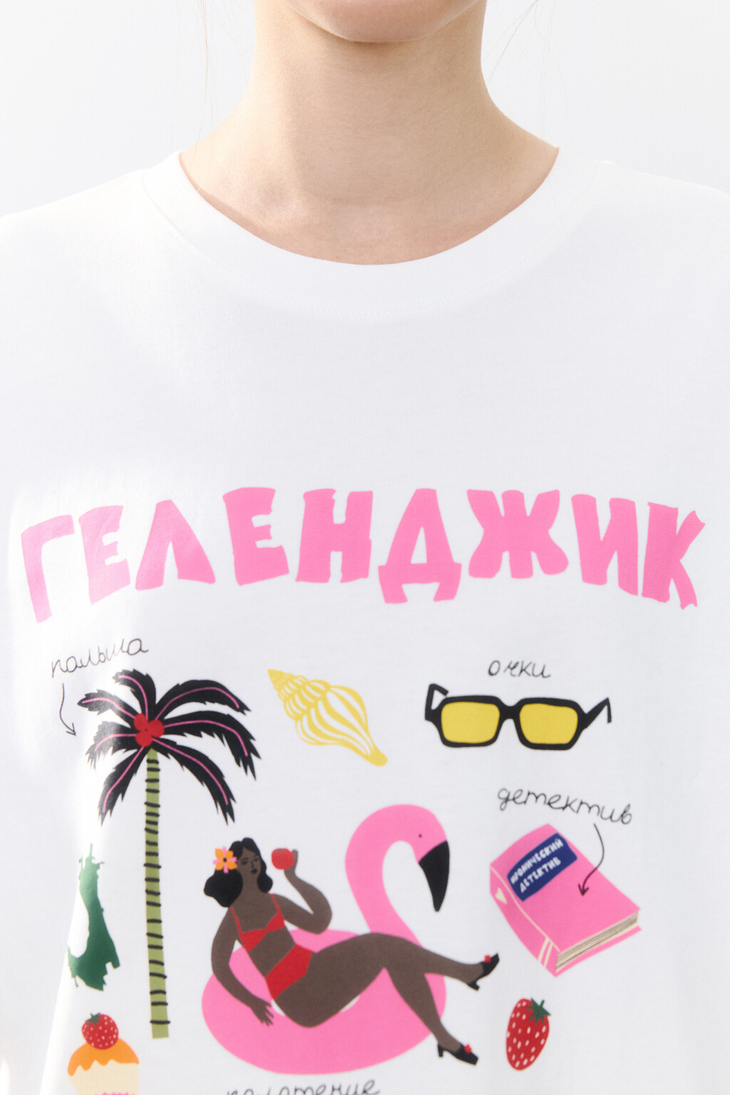 Футболка хлопковая с принтом - цвет белый - 5