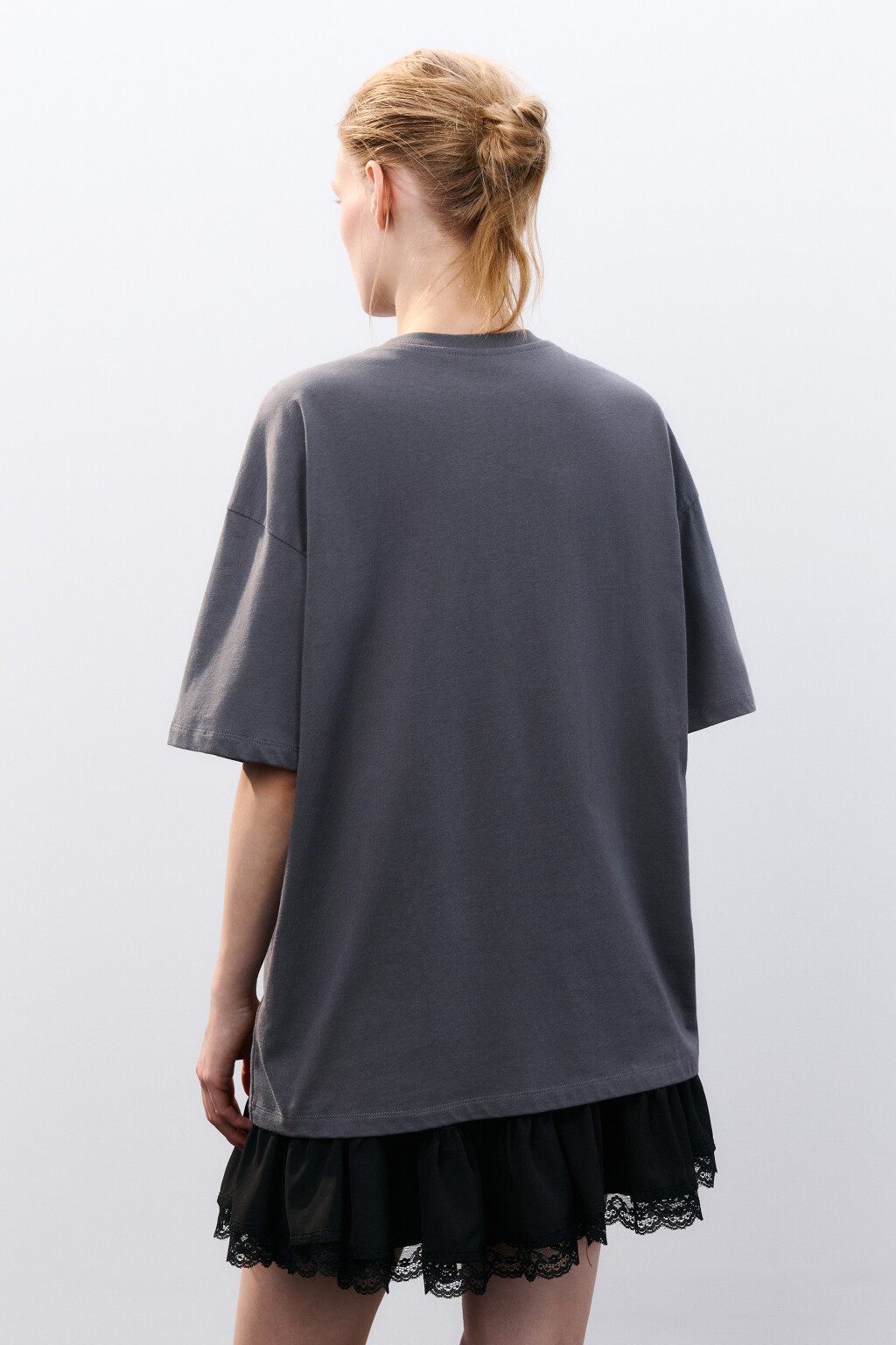 Футболка свободная с принтом - цвет серый - 3