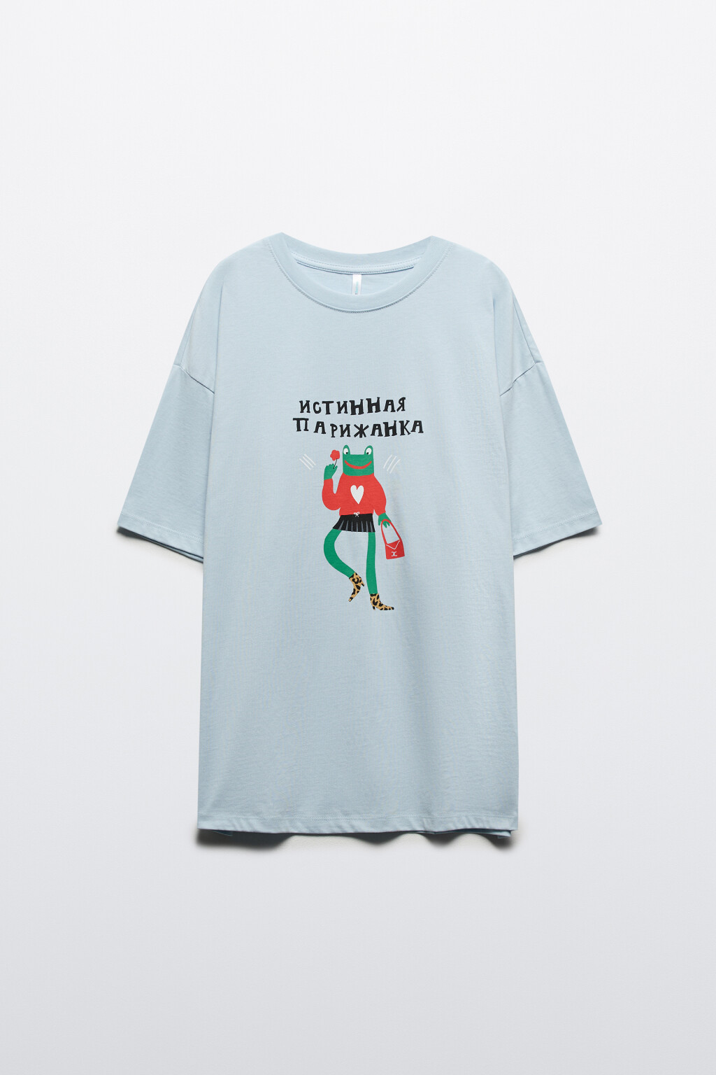 Футболка свободная с принтом - цвет голубой - 7