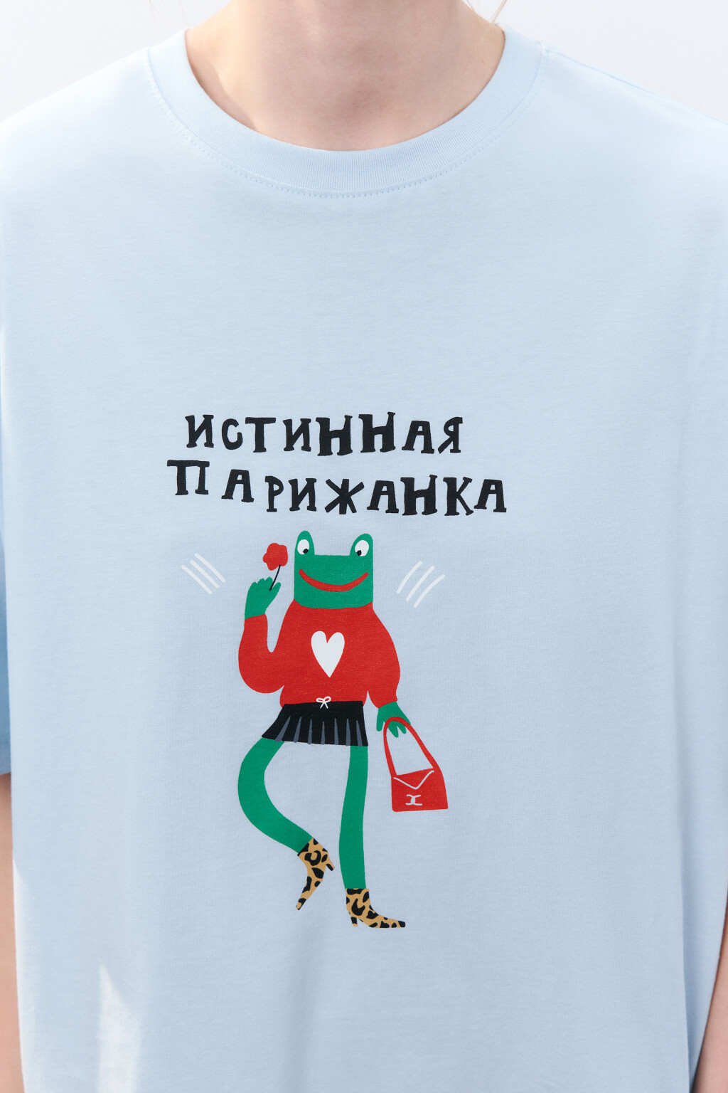 Футболка свободная с принтом - цвет голубой - 5