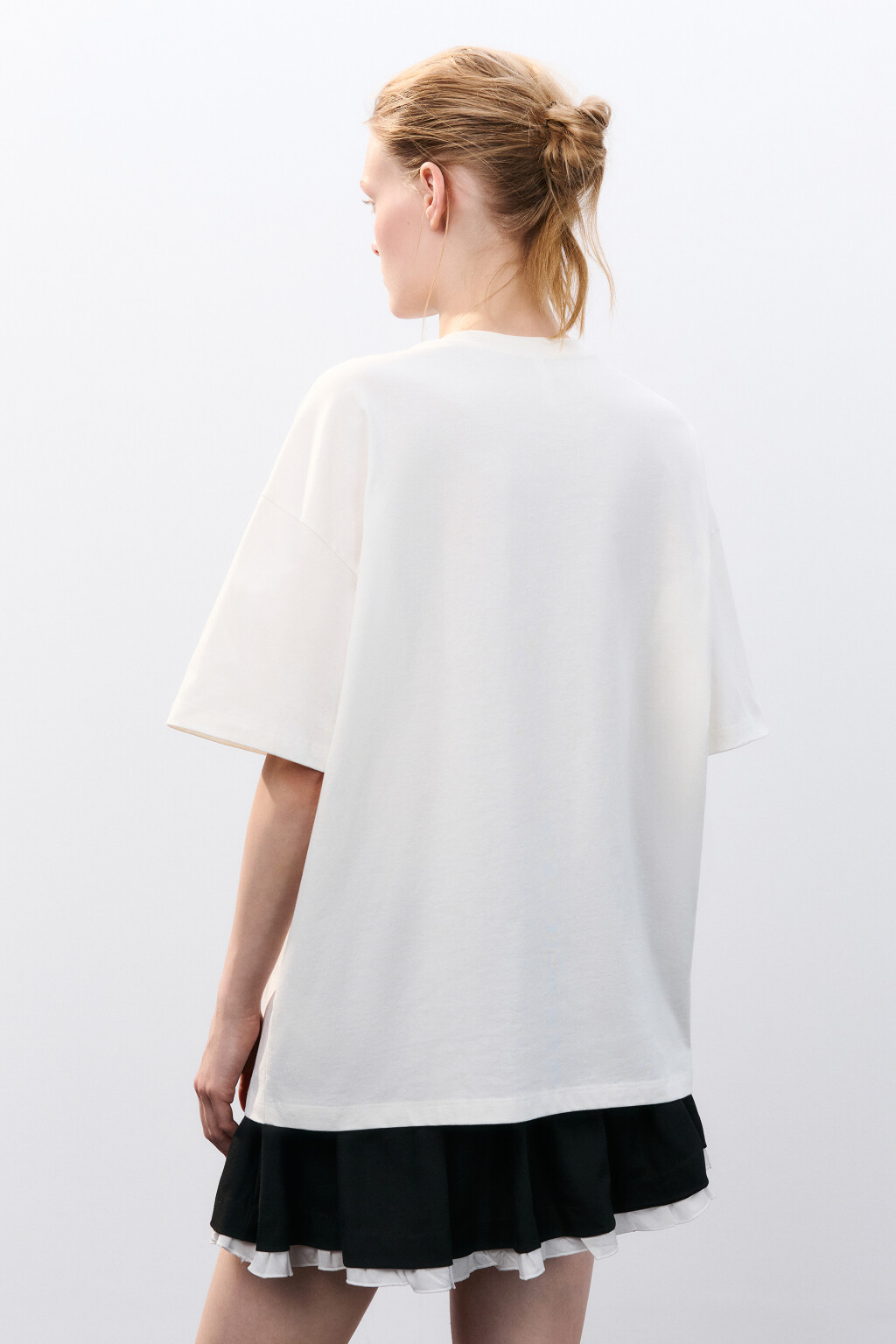 Футболка свободная с принтом - цвет белый - 3