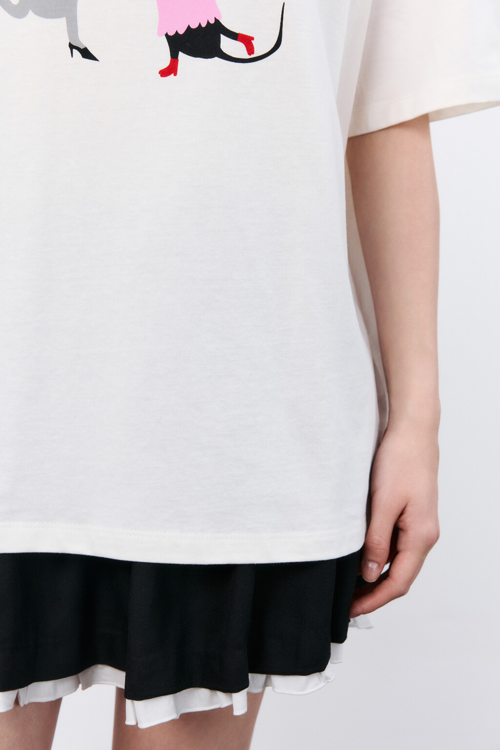 Футболка свободная с принтом - цвет белый - 6