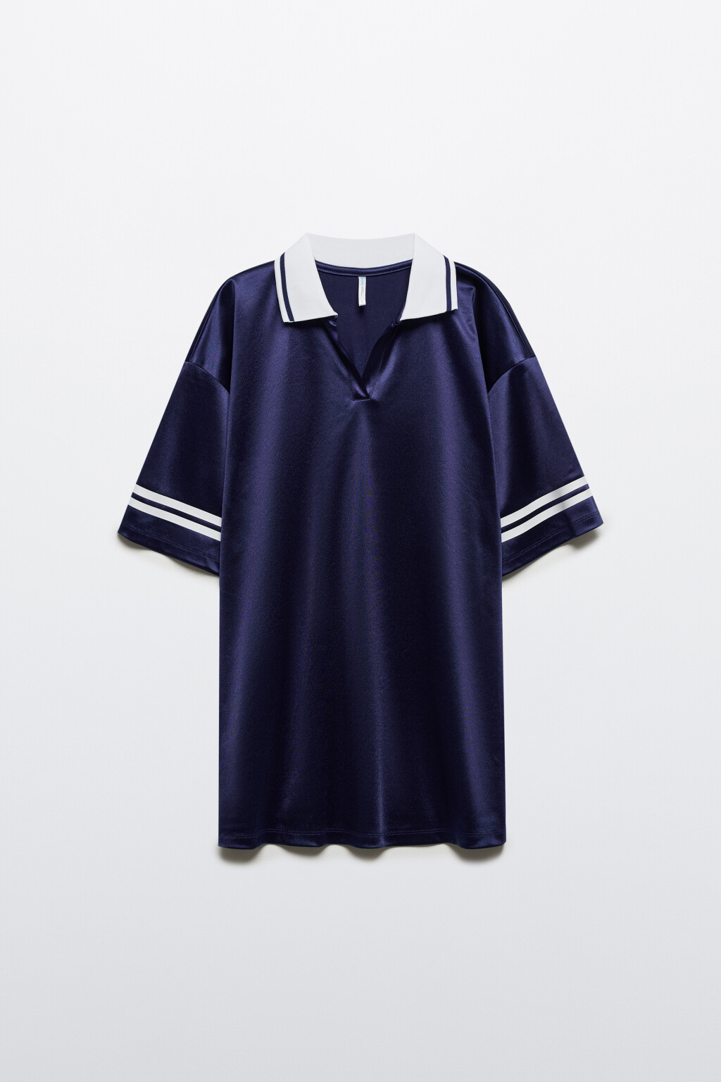 Футболка-поло oversize атласная - цвет синий - 7