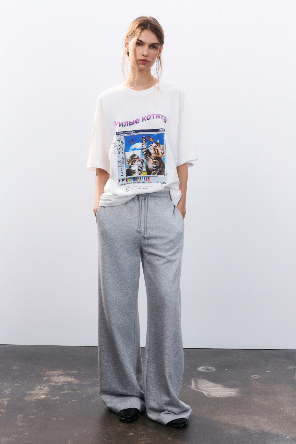 Футболка хлопковая с принтом - цвет белый - 4