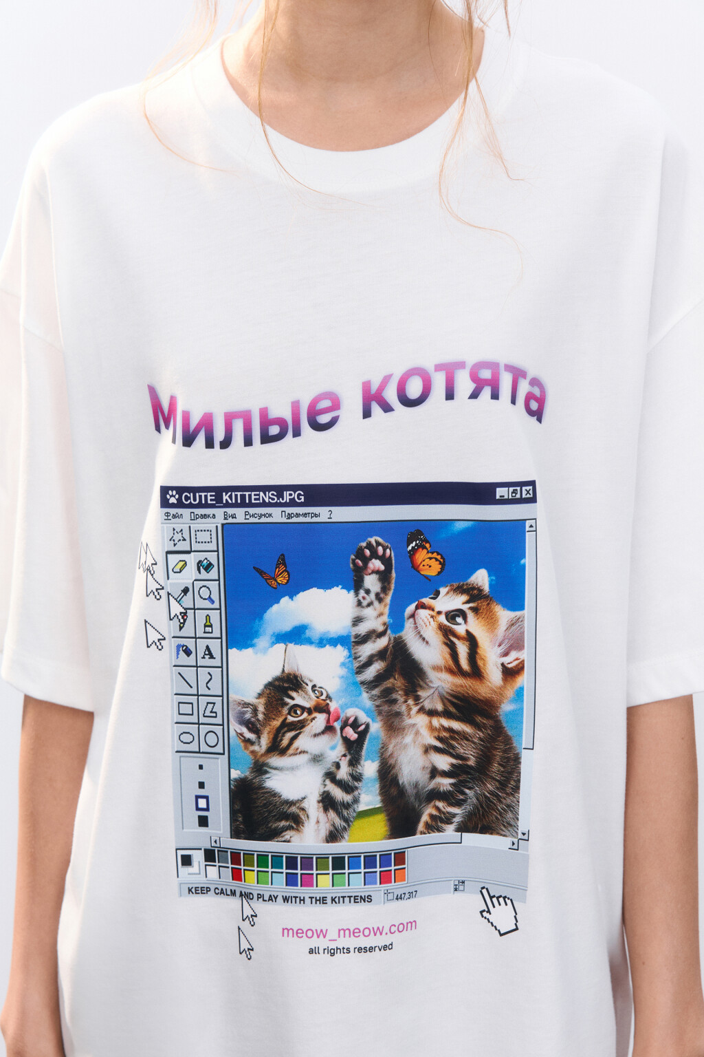 Футболка хлопковая с принтом - цвет белый - 5