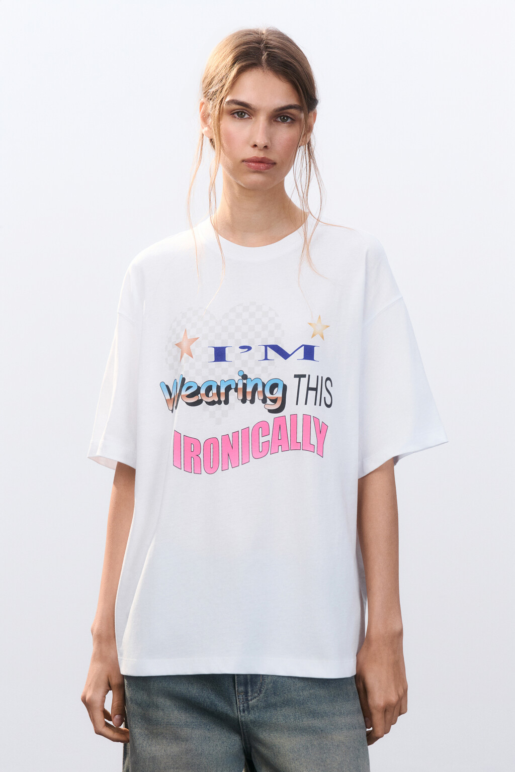 Футболка хлопковая с принтом - цвет белый - 2