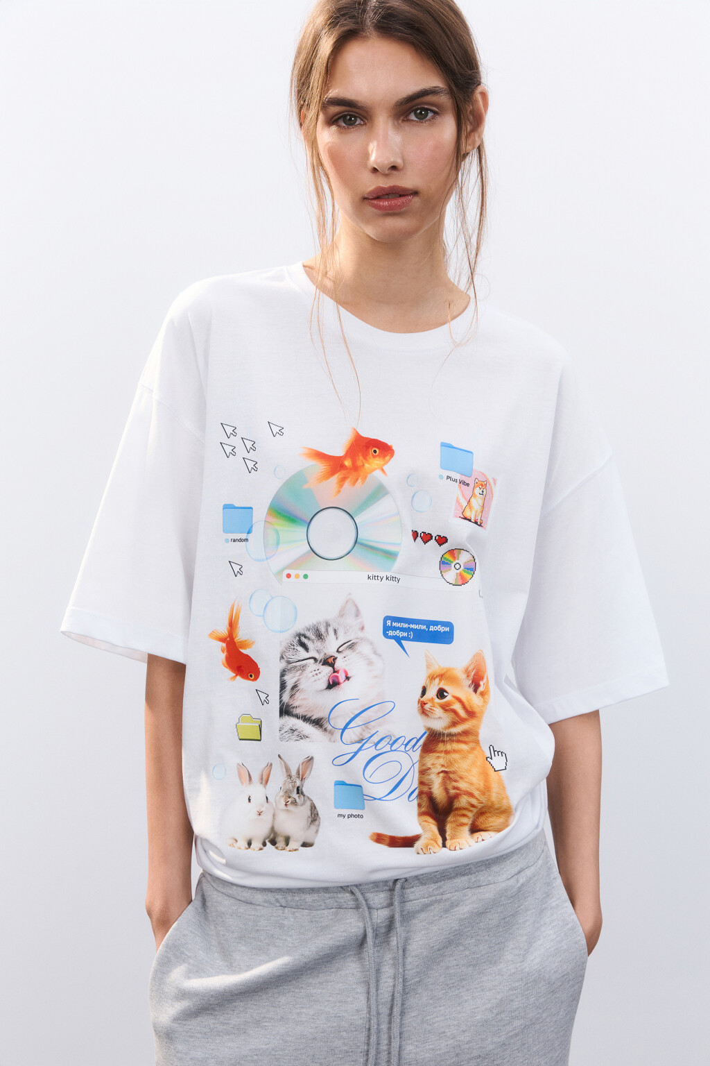 Футболка хлопковая с принтом - цвет мультиколор - 1