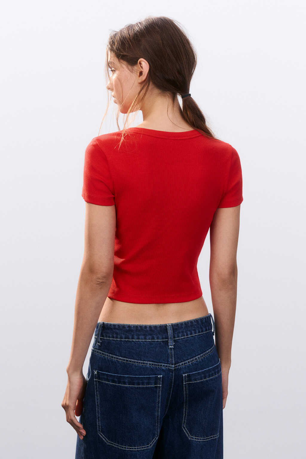 Футболка-топ с вышивкой - цвет красный - 3