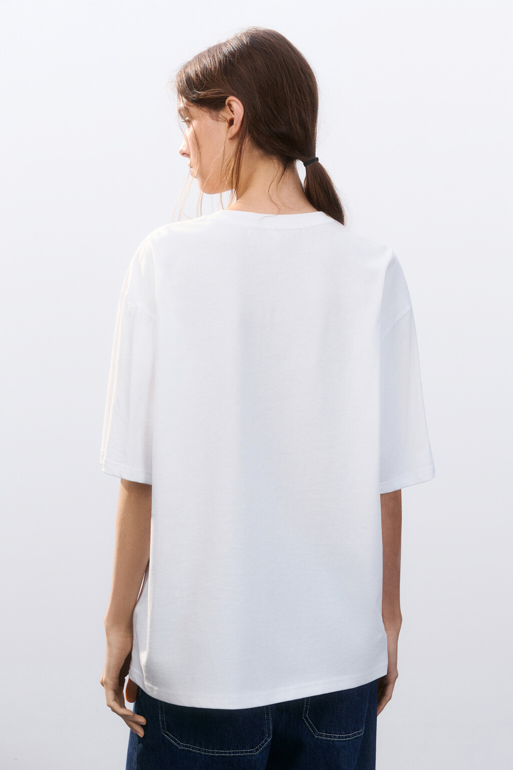 Футболка свободная с принтом - цвет белый - 3