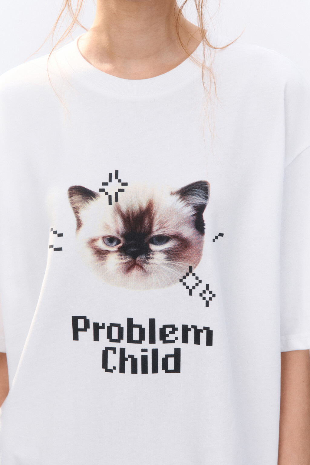 Футболка свободная с принтом - цвет белый - 5