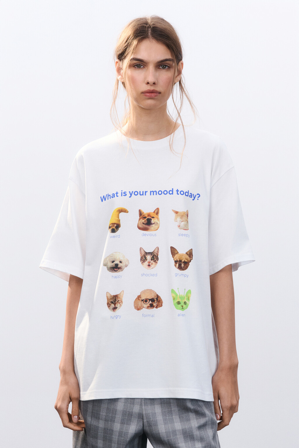 Футболка свободная с принтом - цвет белый - 2