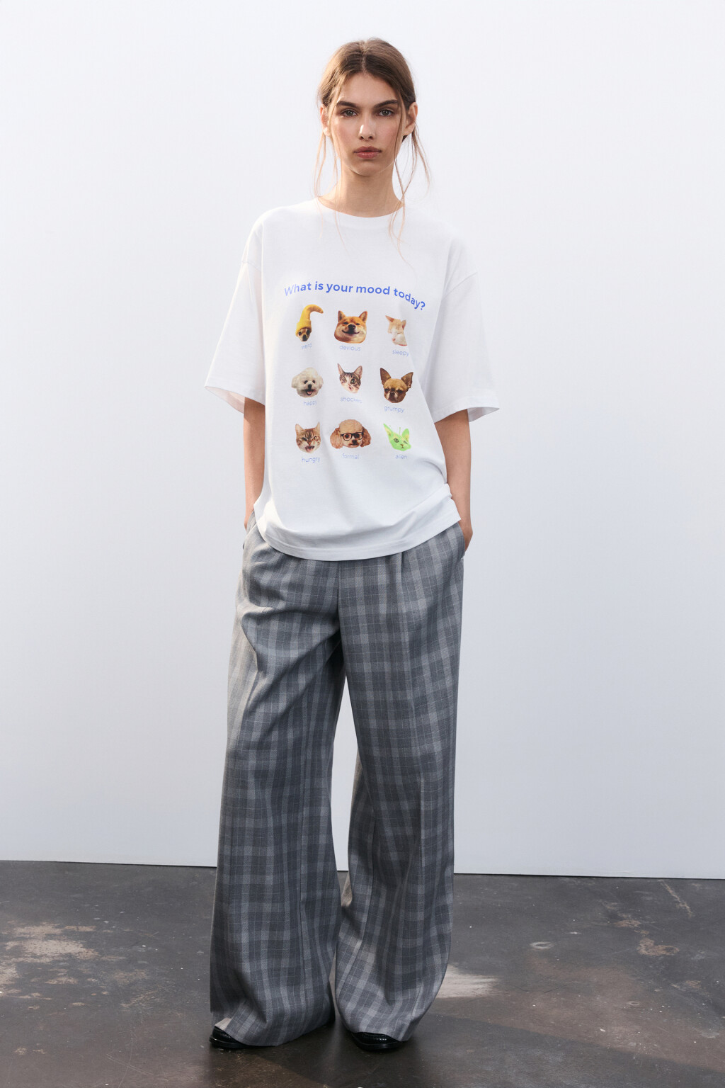 Футболка свободная с принтом - цвет белый - 4