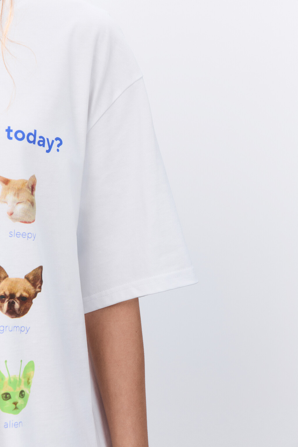 Футболка свободная с принтом - цвет белый - 6