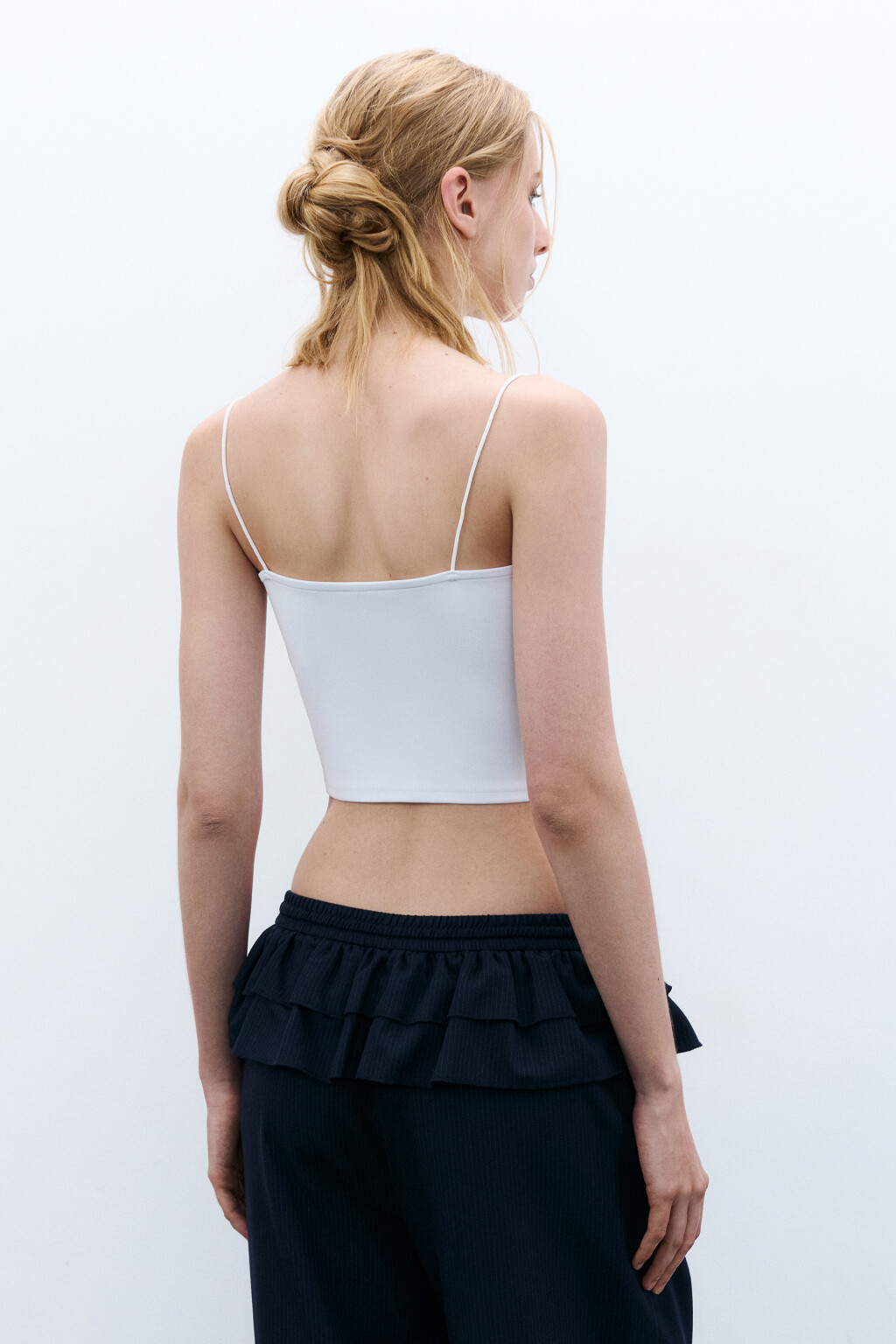 Топ-майка на тонких бретелях - цвет белый - 3