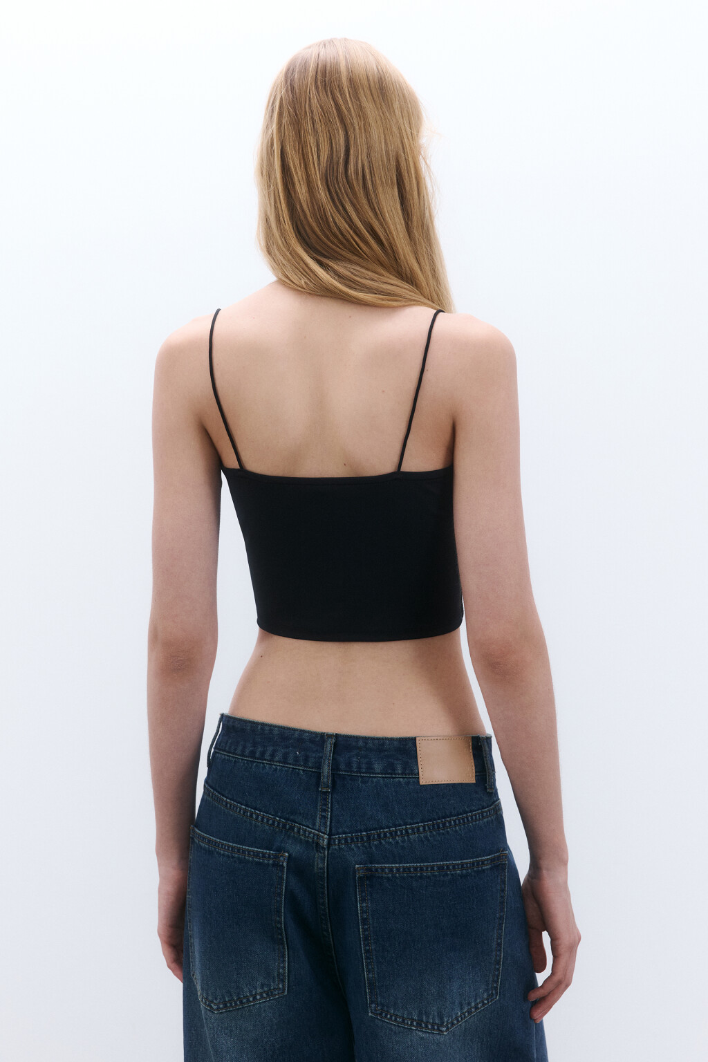 Топ-майка на тонких бретелях - цвет черный - 3