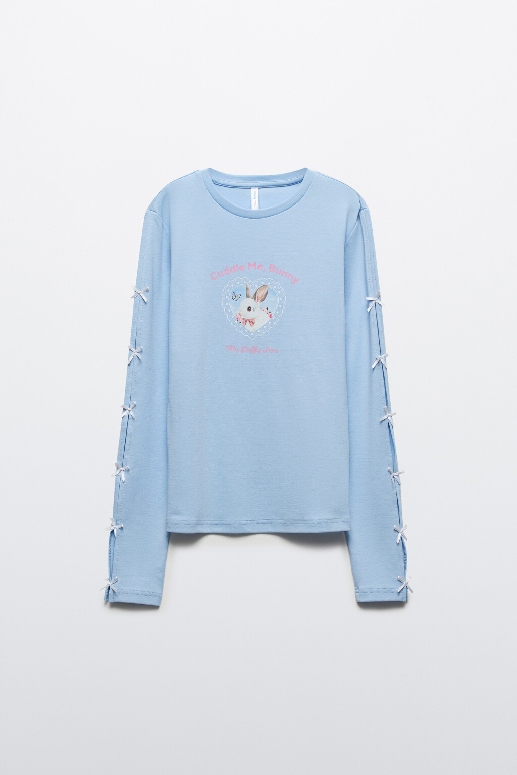 Лонгслив с принтом и бантиками - цвет голубой - 8