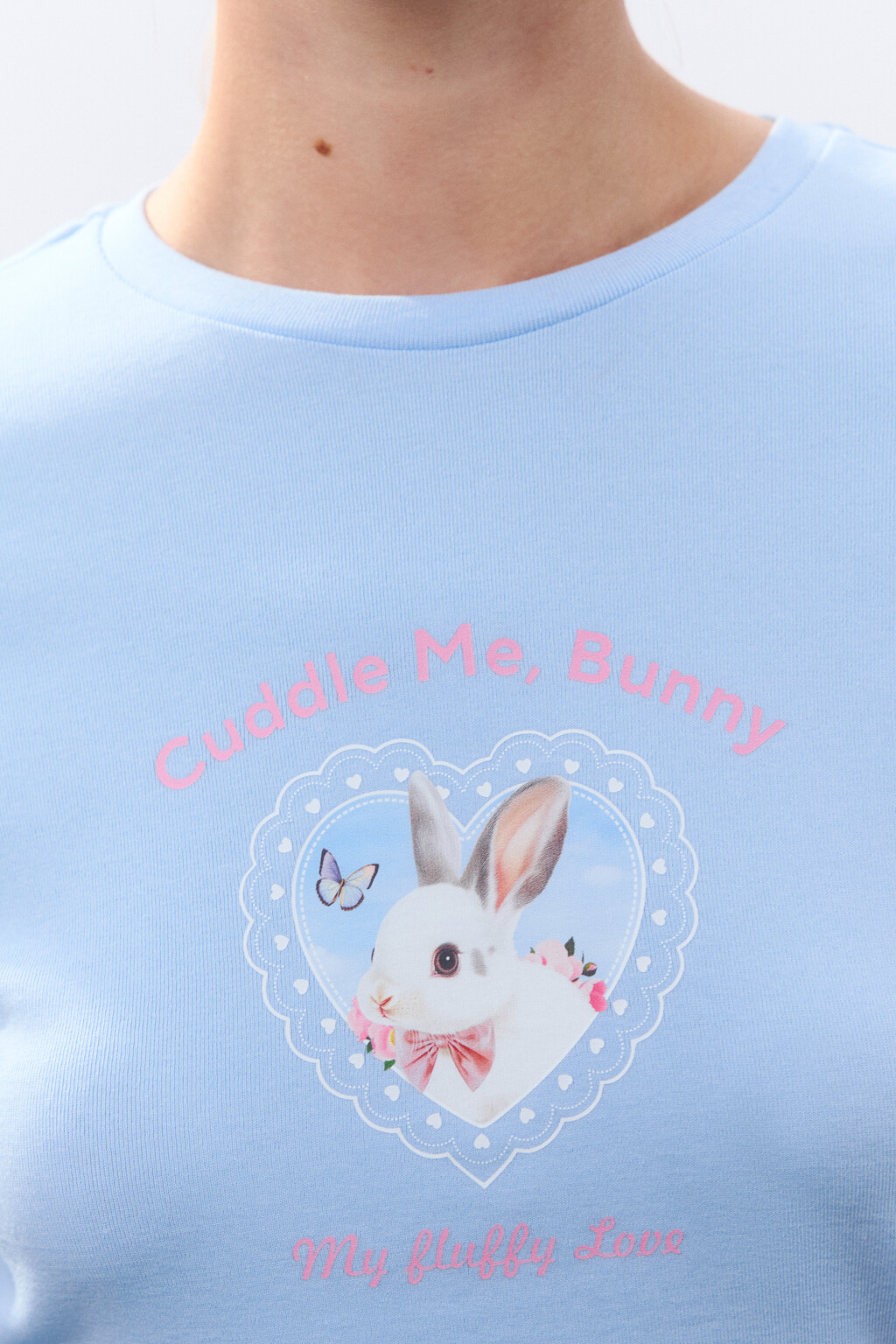 Лонгслив с принтом и бантиками - цвет голубой - 6