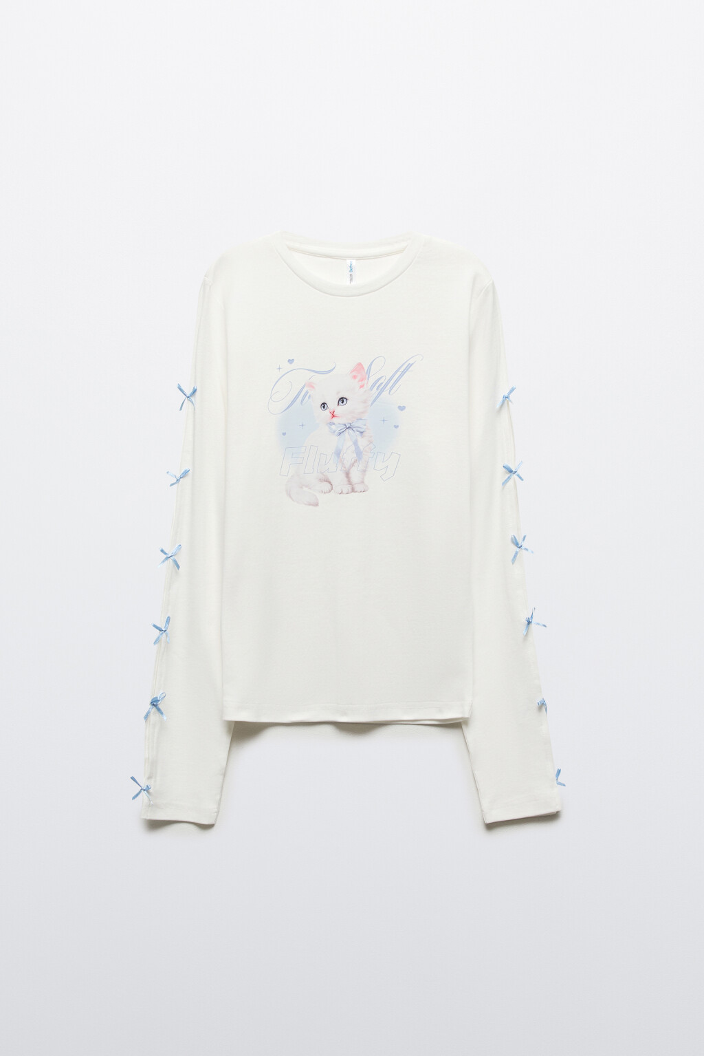 Лонгслив с принтом и бантиками - цвет белый - 8