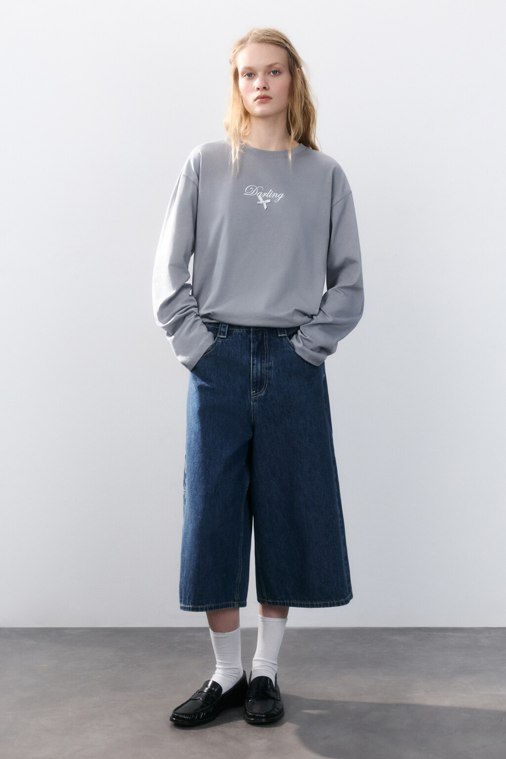 Лонгслив хлопковый с принтом - цвет серый - 4