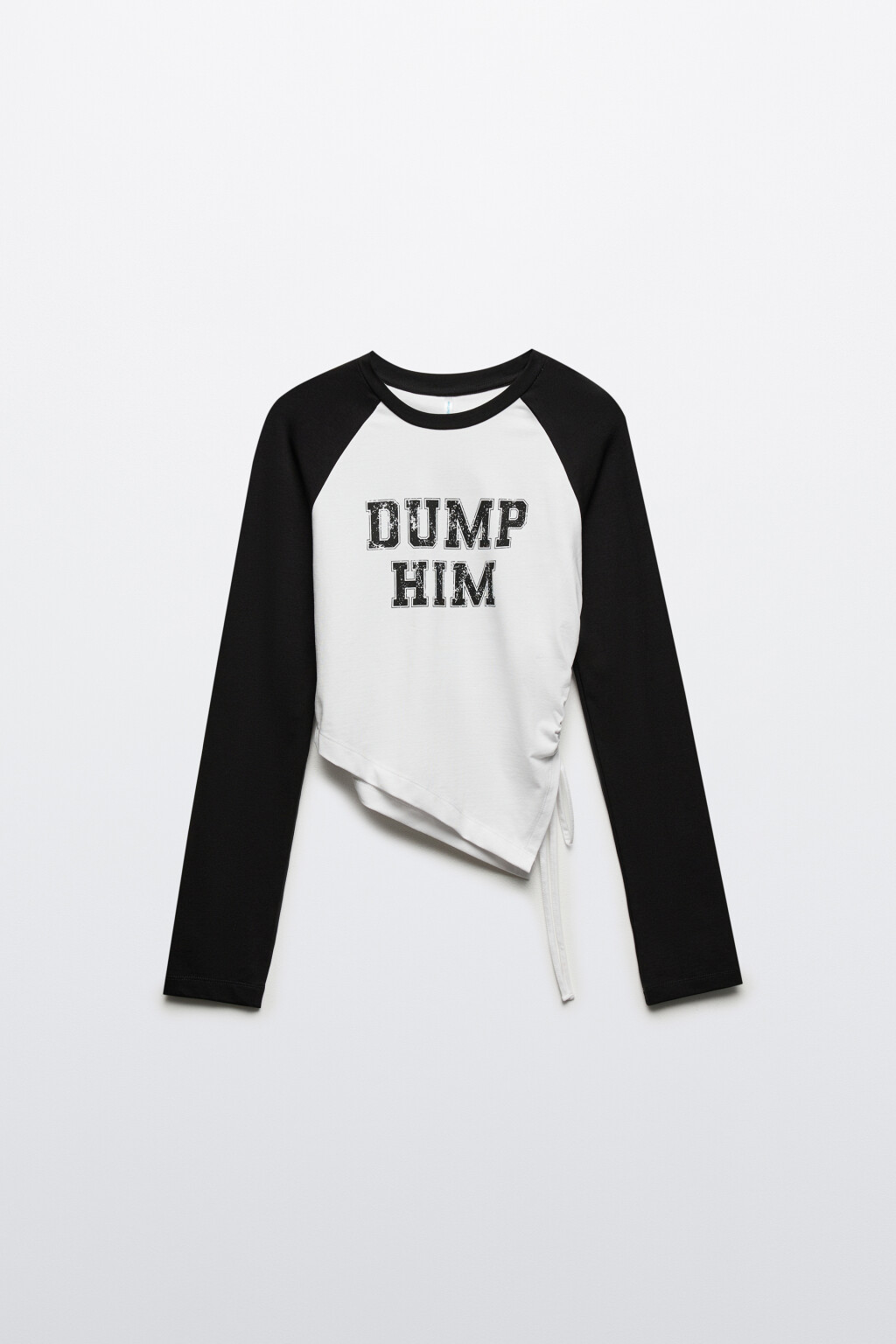 Кроп-лонгслив с принтом и драпировкой - цвет черный - 8