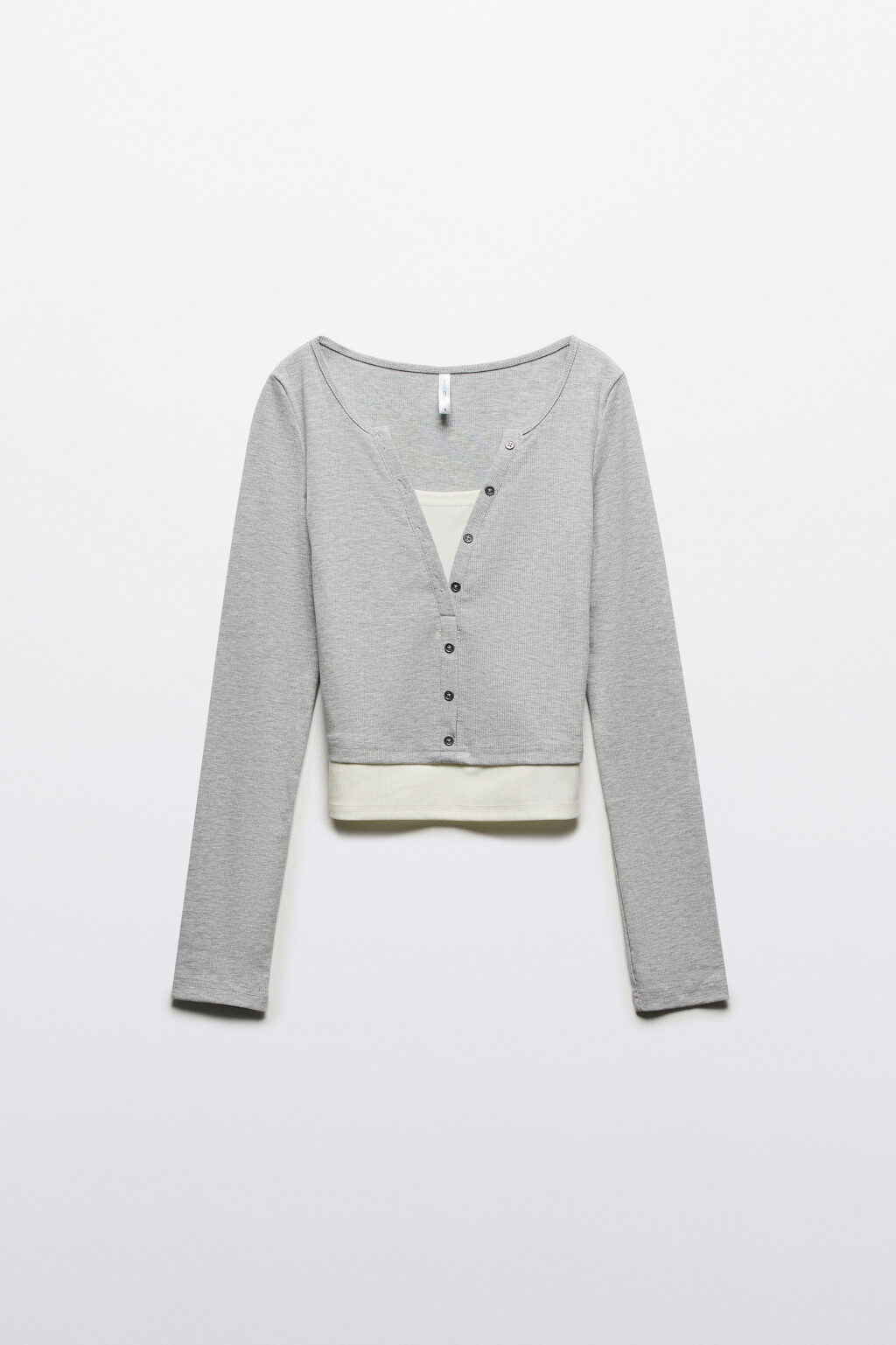 Лонгслив с имитацией майки - цвет серый - 7