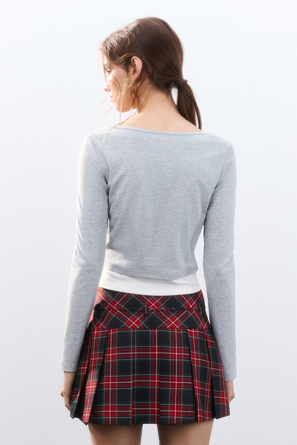 Лонгслив с имитацией майки - цвет серый - 3