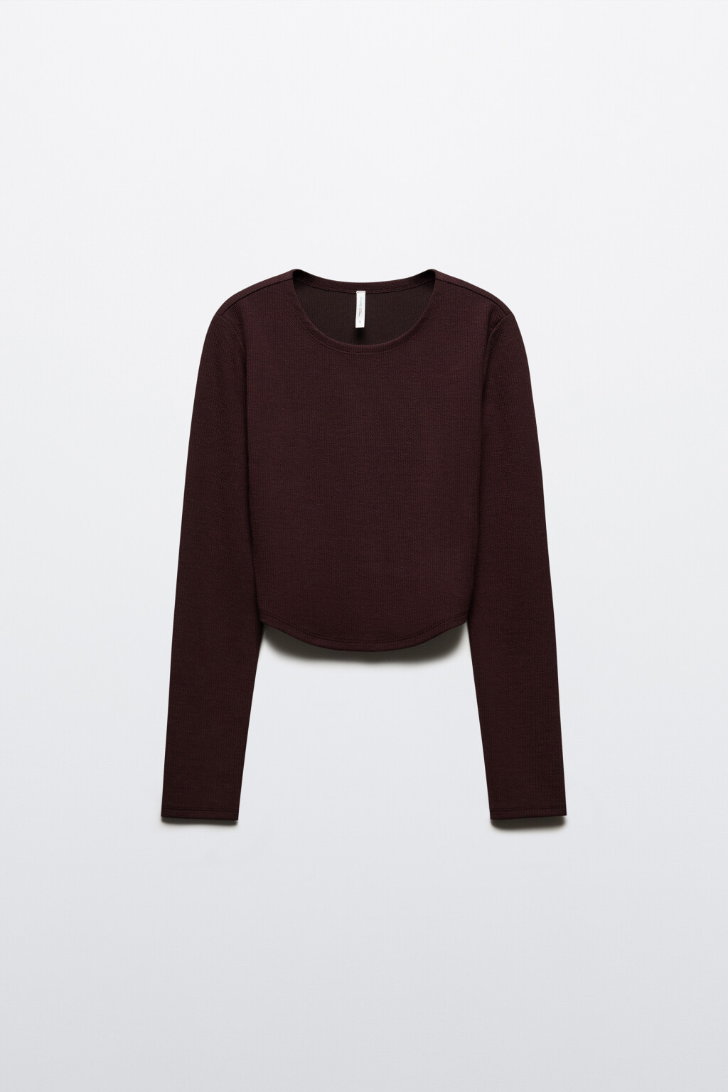 Кроп-лонгслив с фигурным низом - цвет коричневый - 7