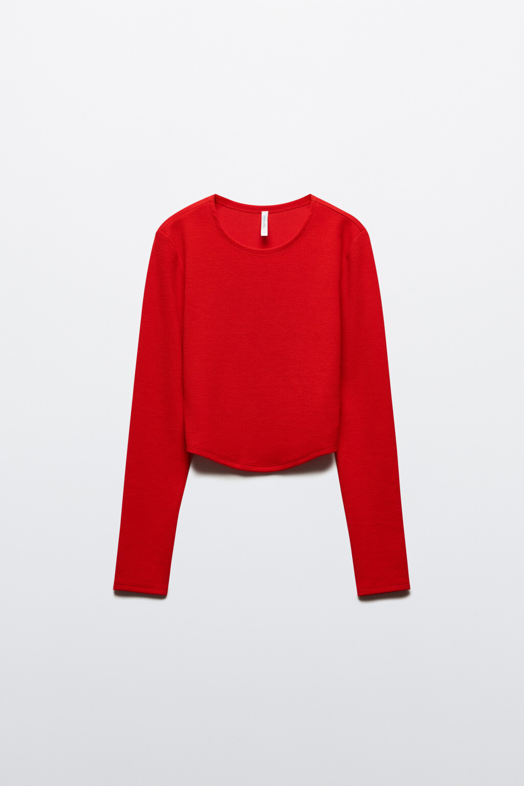 Кроп-лонгслив с фигурным низом - цвет красный - 7