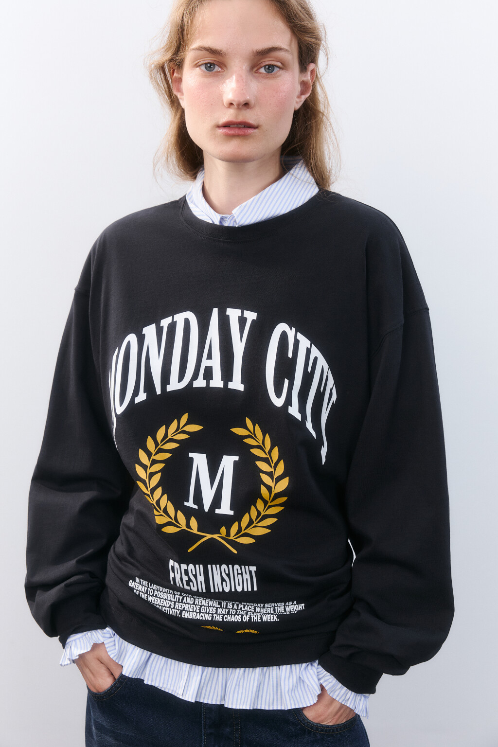 Лонгслив с университетским принтом - цвет черный - 1