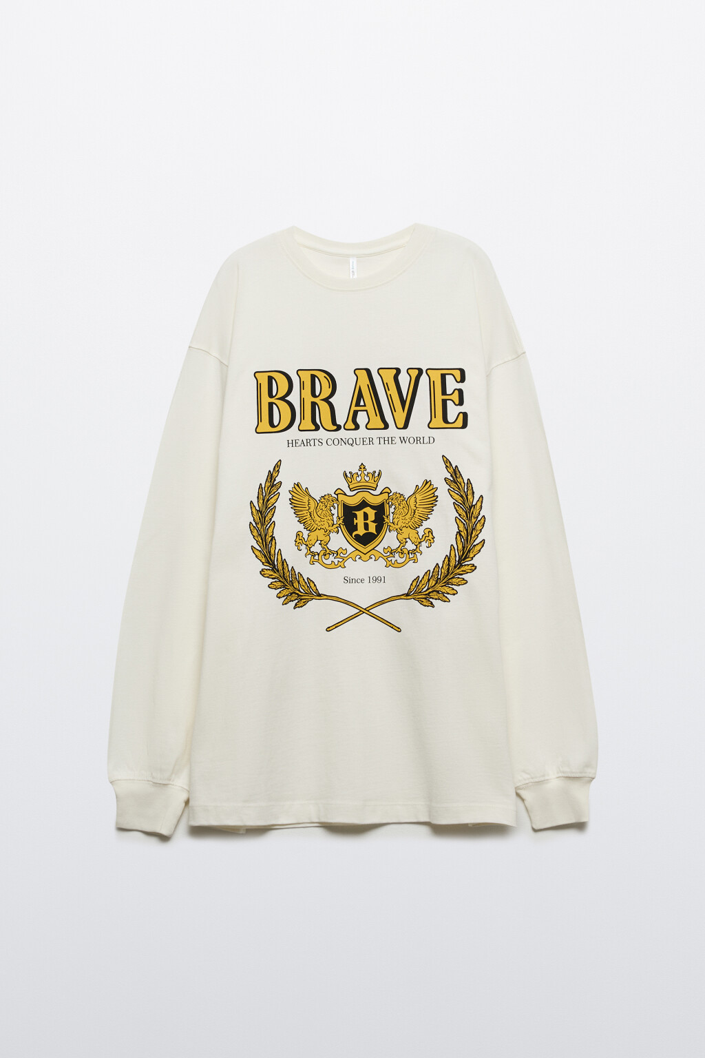 Лонгслив с университетским принтом - цвет бежевый - 8