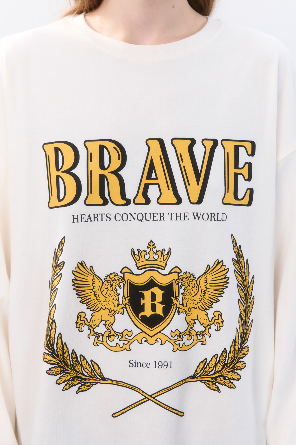 Лонгслив с университетским принтом - цвет бежевый - 6